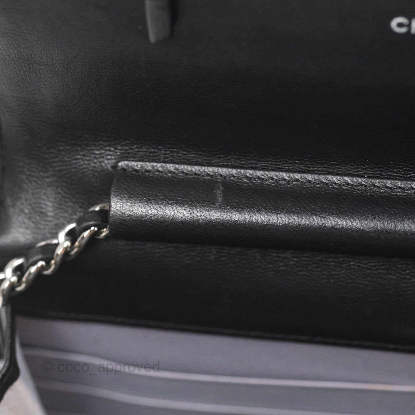 Chanel Camellia Embossed Wallet on Chain WOC Black Lambskin Silver Hardware