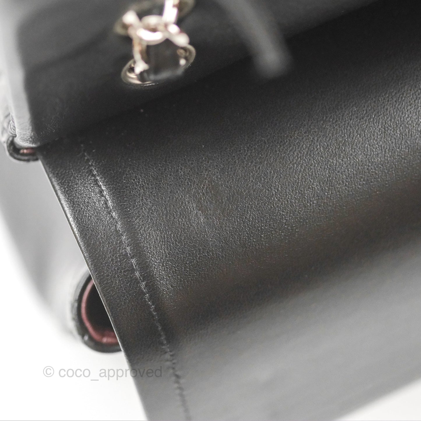 Chanel Quilted Maxi Double Flap Black Lambskin Silver Hardware