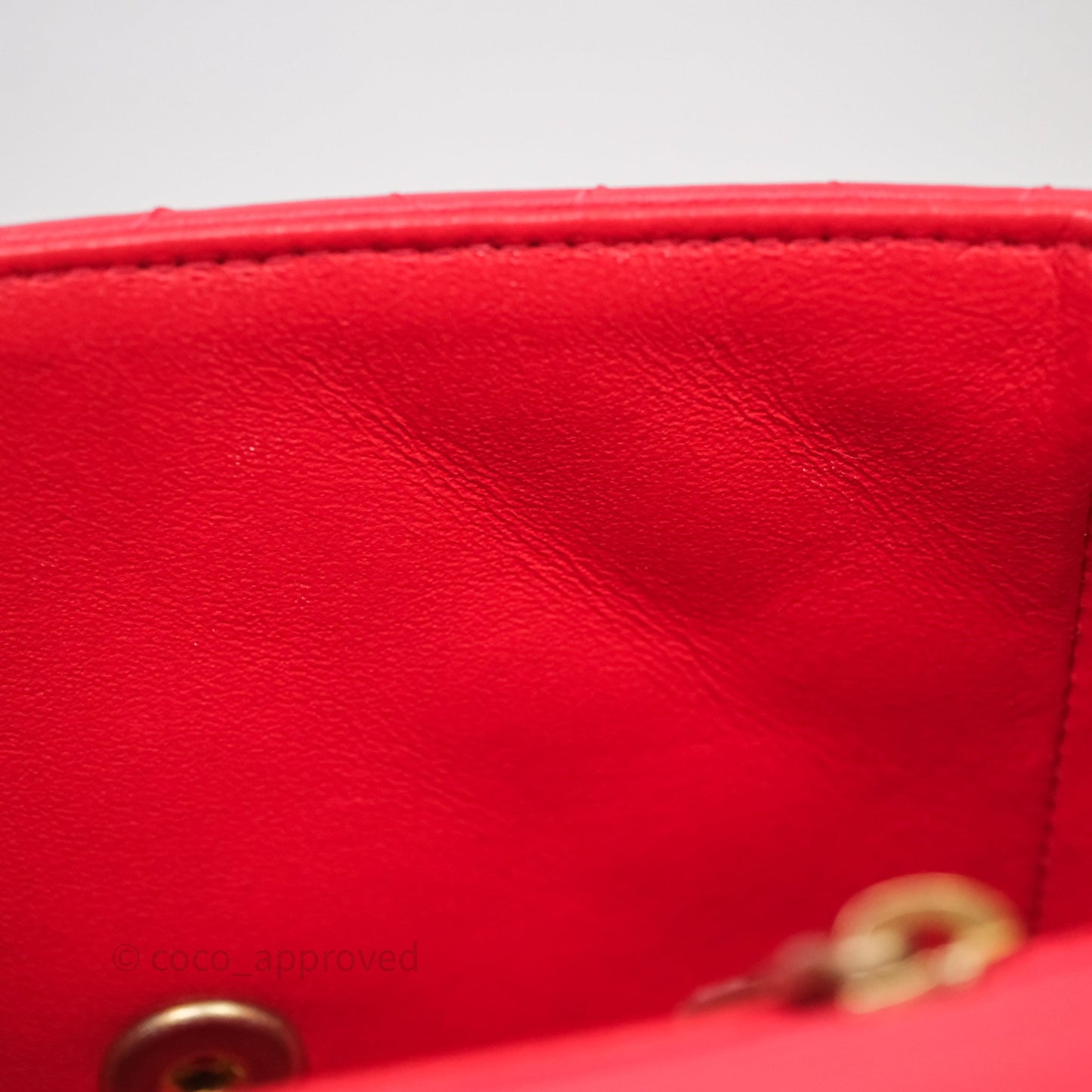 Chanel Mini Square Quilted Red Lambskin Aged Gold Hardware