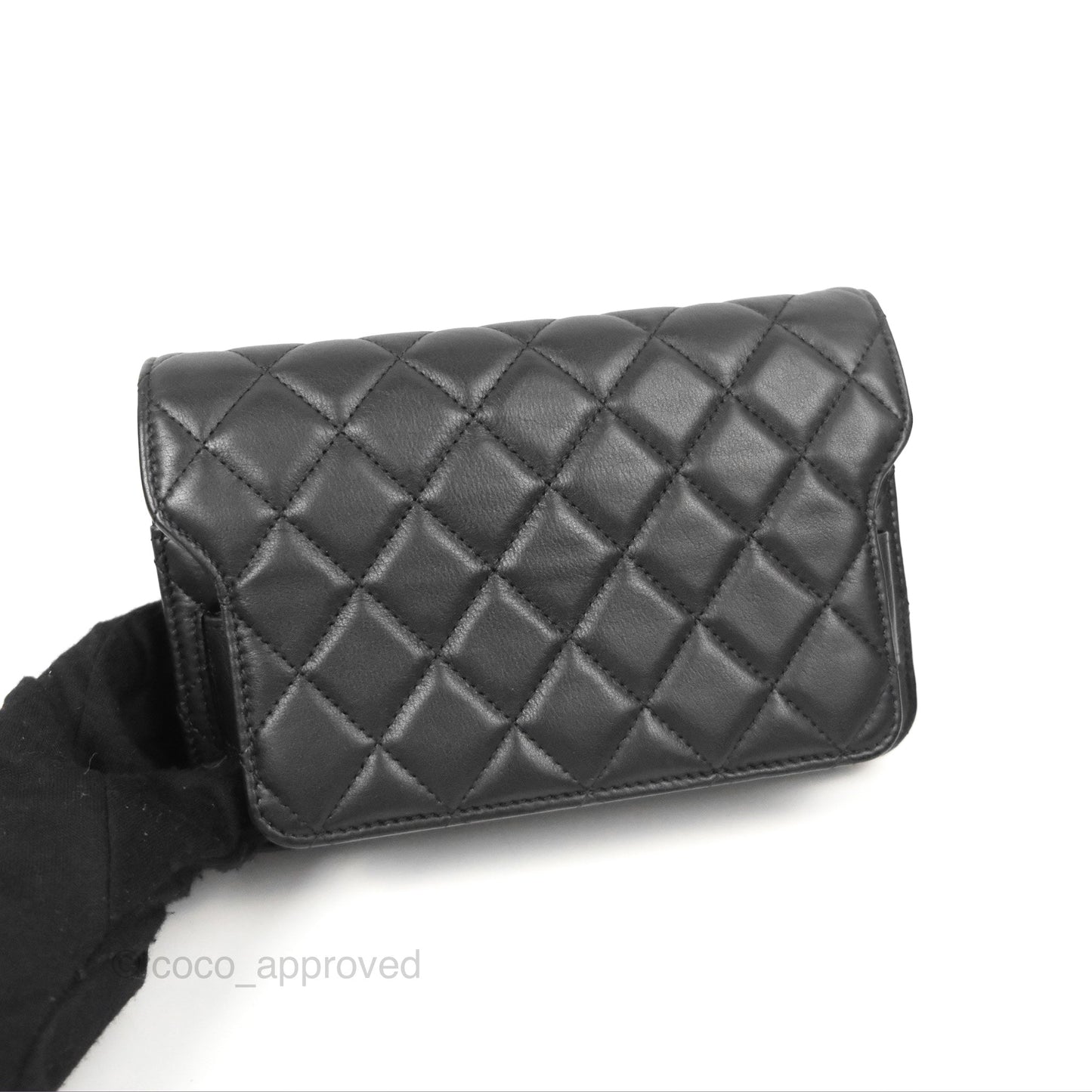 Chanel Logo Enchained Wallet On Chain WOC Black Calfskin Gold Hardware