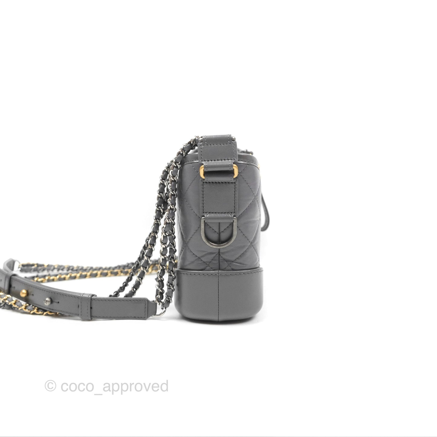 Chanel Small Gabrielle Hobo Quilted Dark Grey Aged Calfskin