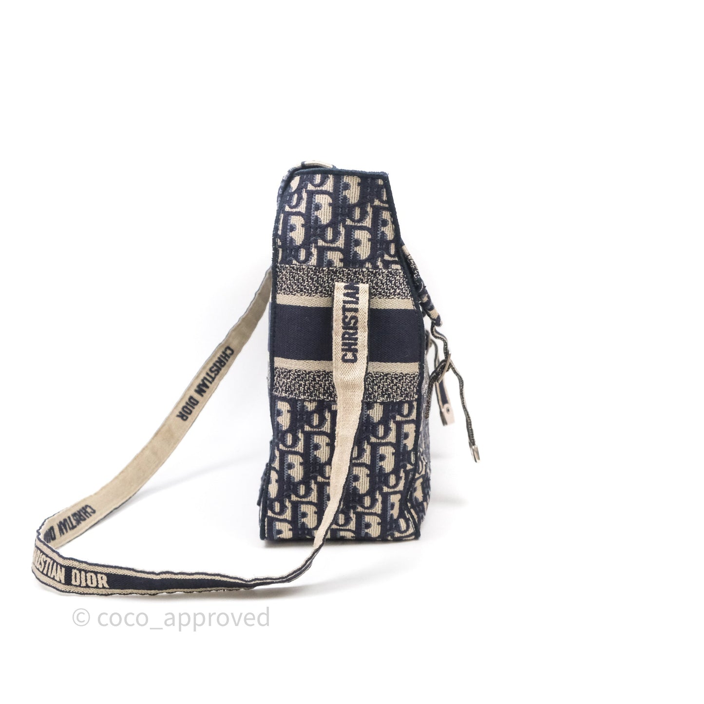 Christian Dior Medium DiorCamp Messenger Bag Oblique Embroidery Blue