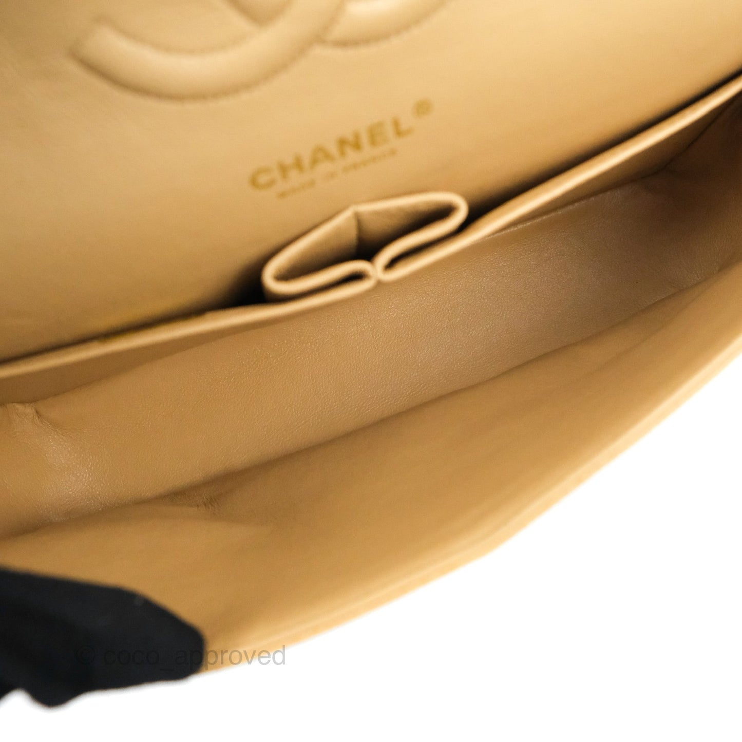 Chanel Quilted M/L Medium Flap Vintage Dark Beige Caviar 24K Gold Hardware