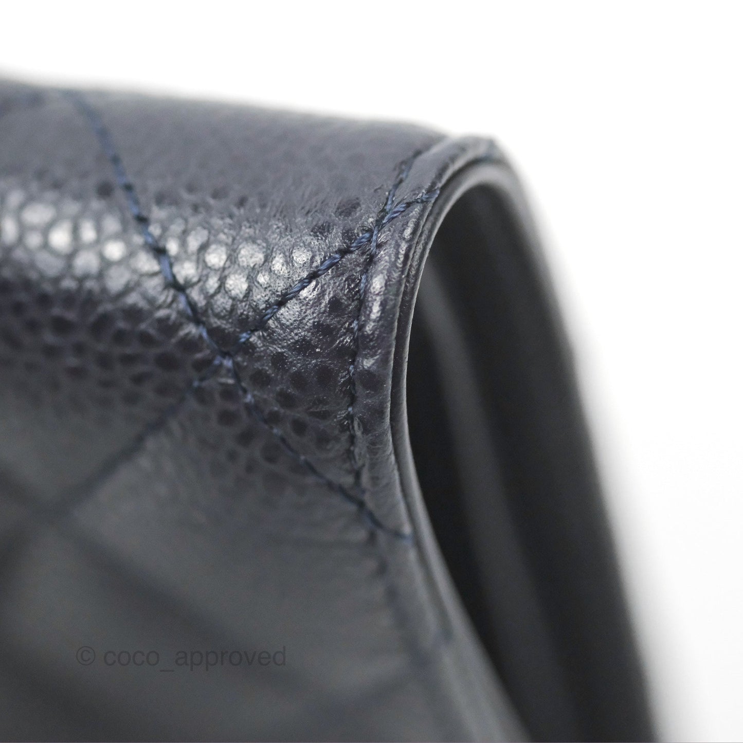 Chanel Classic Quilted Long Wallet Navy Caviar Silver Hardware