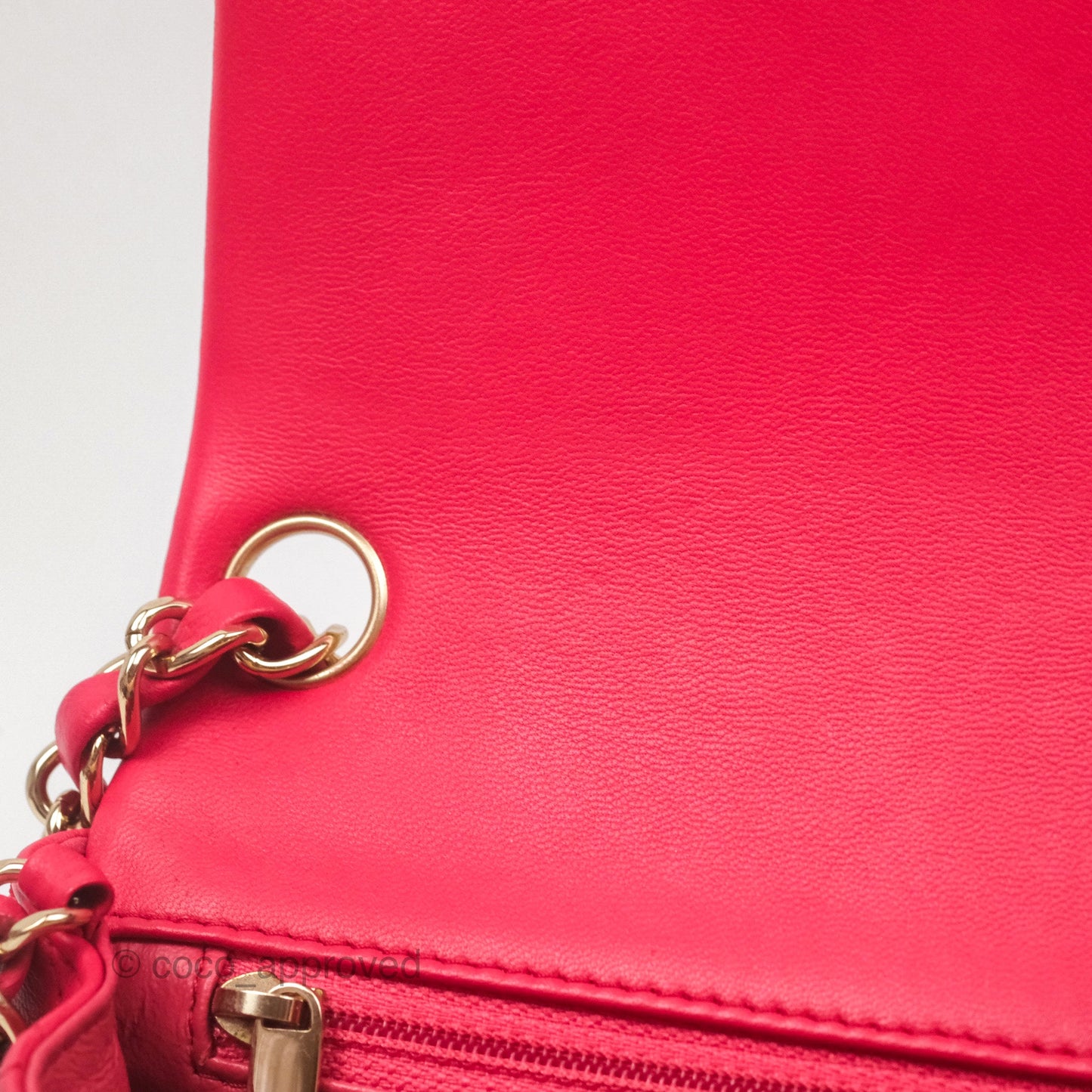 Chanel Mini Square Quilted Red Lambskin Gold Hardware