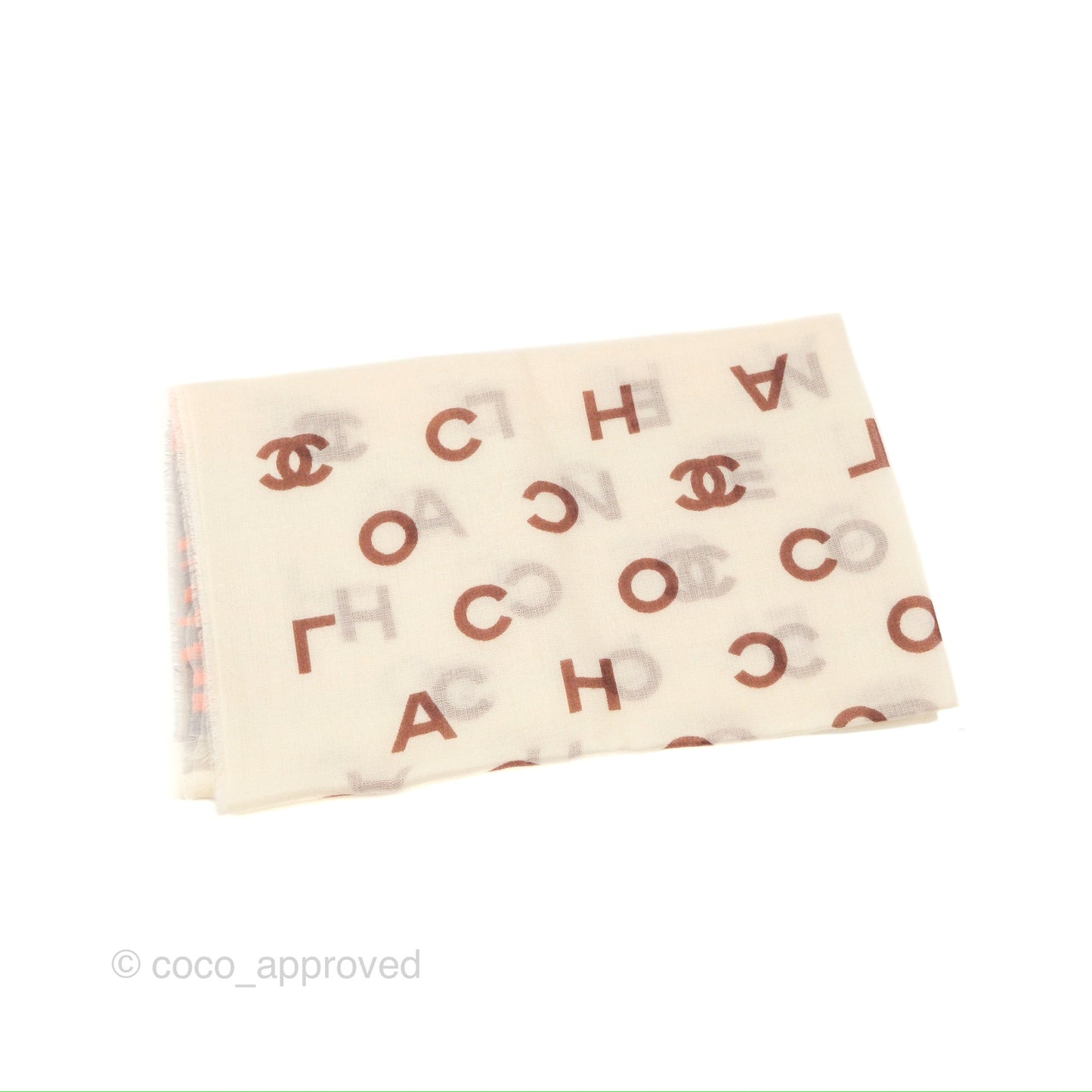 Chanel Silk Cashmere Scarf Cream /Light Grey /Pink