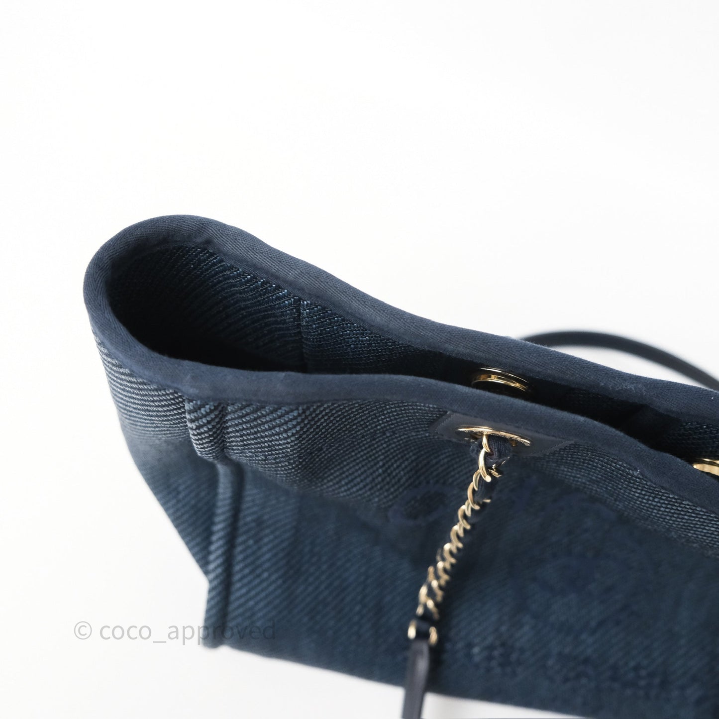 Chanel Medium Deauville Tote Navy Raffia Gold Hardware