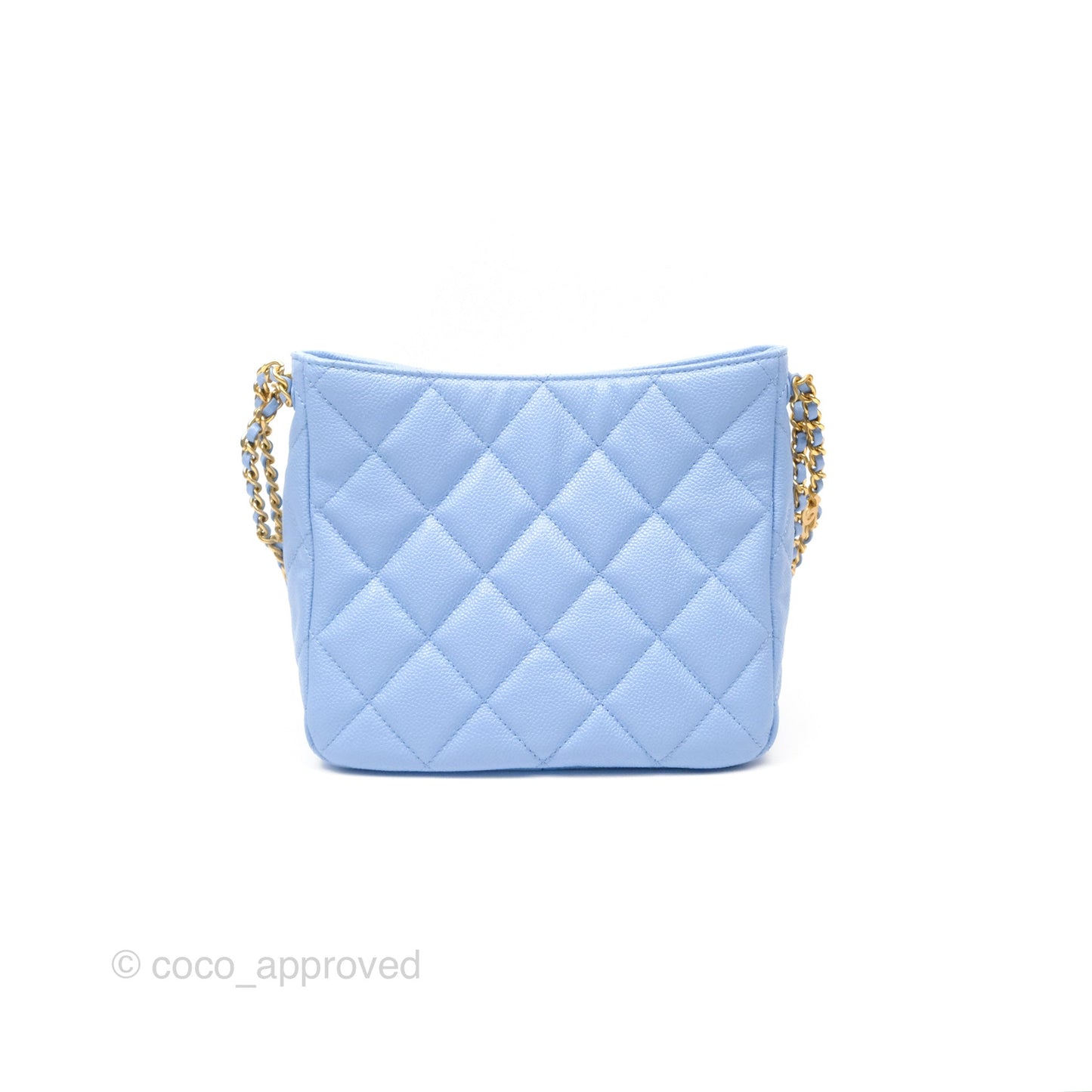 Chanel Small CC Chain Hobo Caviar Blue Aged Gold Hardware