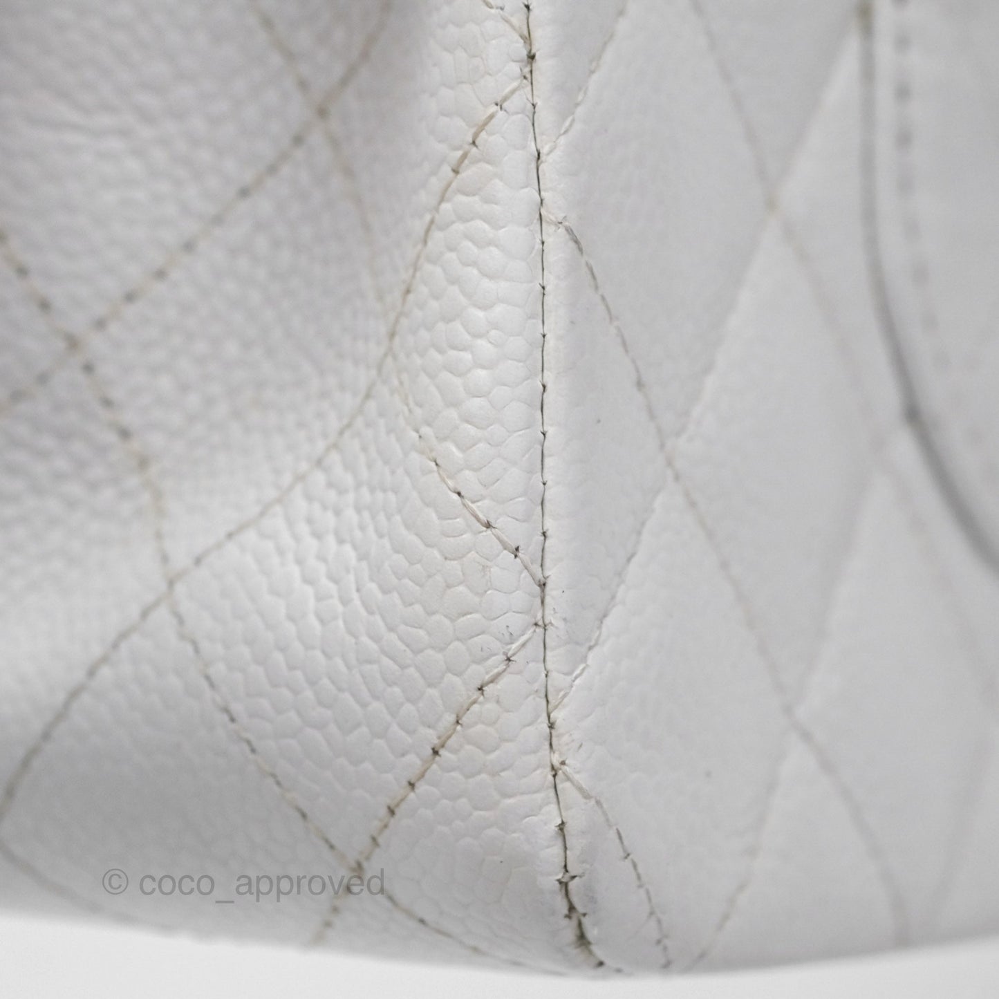 Chanel Classic M/L Medium Double Flap White Caviar Silver Hardware