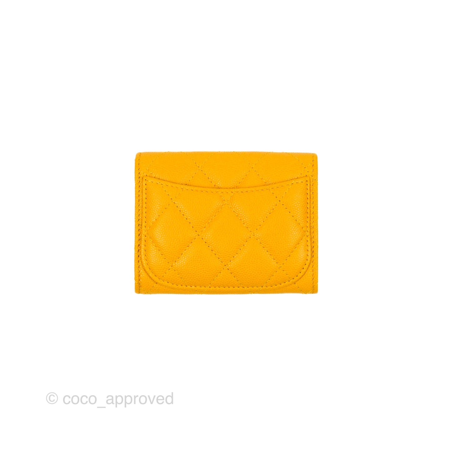Chanel Classic Flap Coin Purse Yellow Caviar Gold Hardware