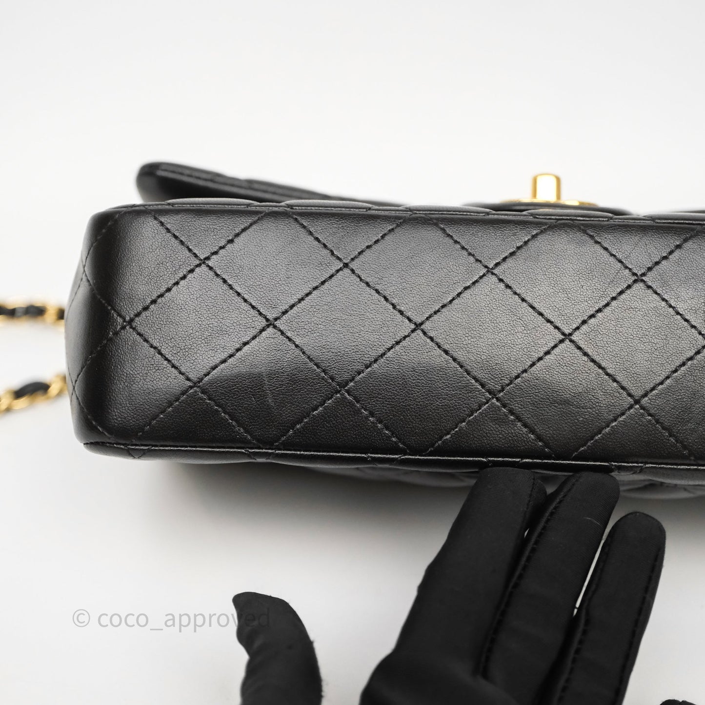 Chanel Classic M/L Medium Flap Quilted Black Lambskin Gold Hardware
