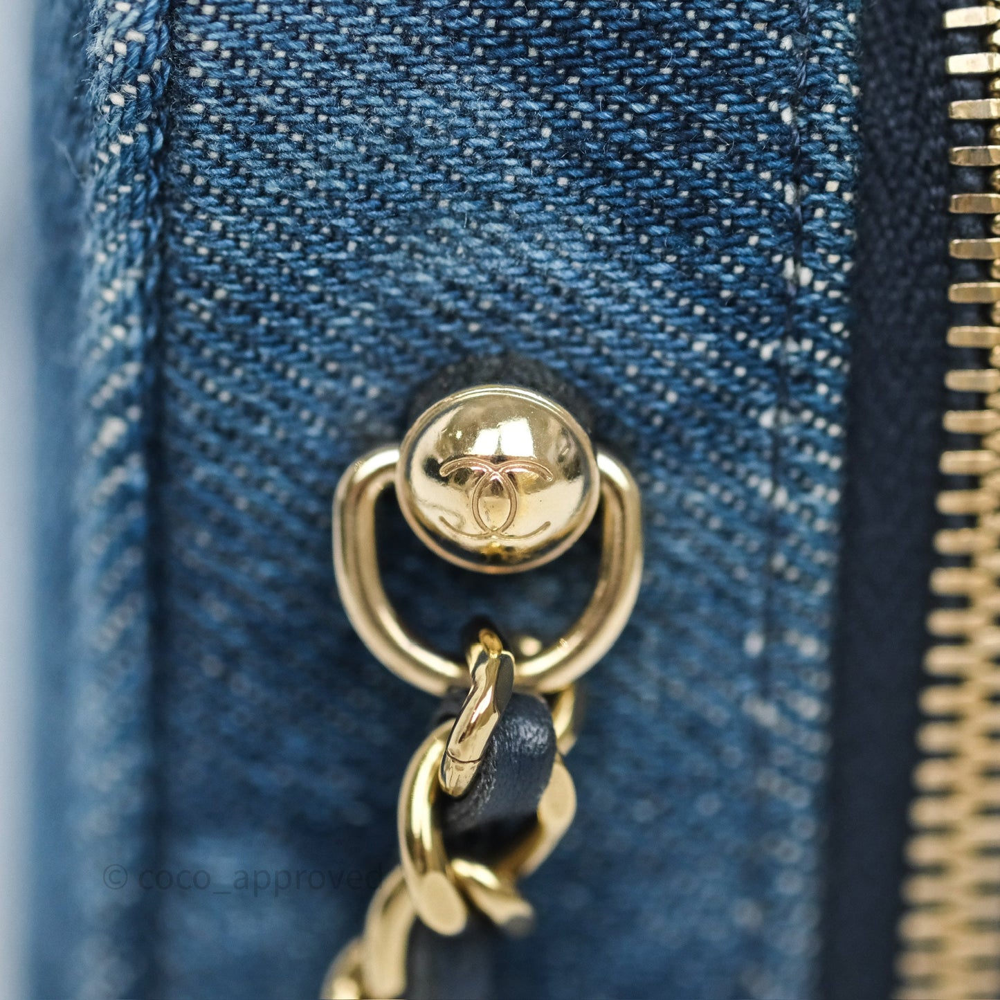 Chanel Camera Bag Quilted Denim Gold Hardware