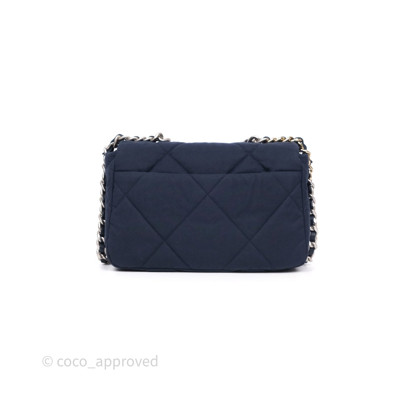Chanel 19 Small Dark Navy Fabric Mixed Hardware