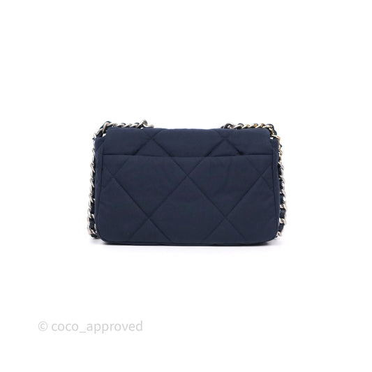 Chanel 19 Small Dark Navy Fabric Mixed Hardware