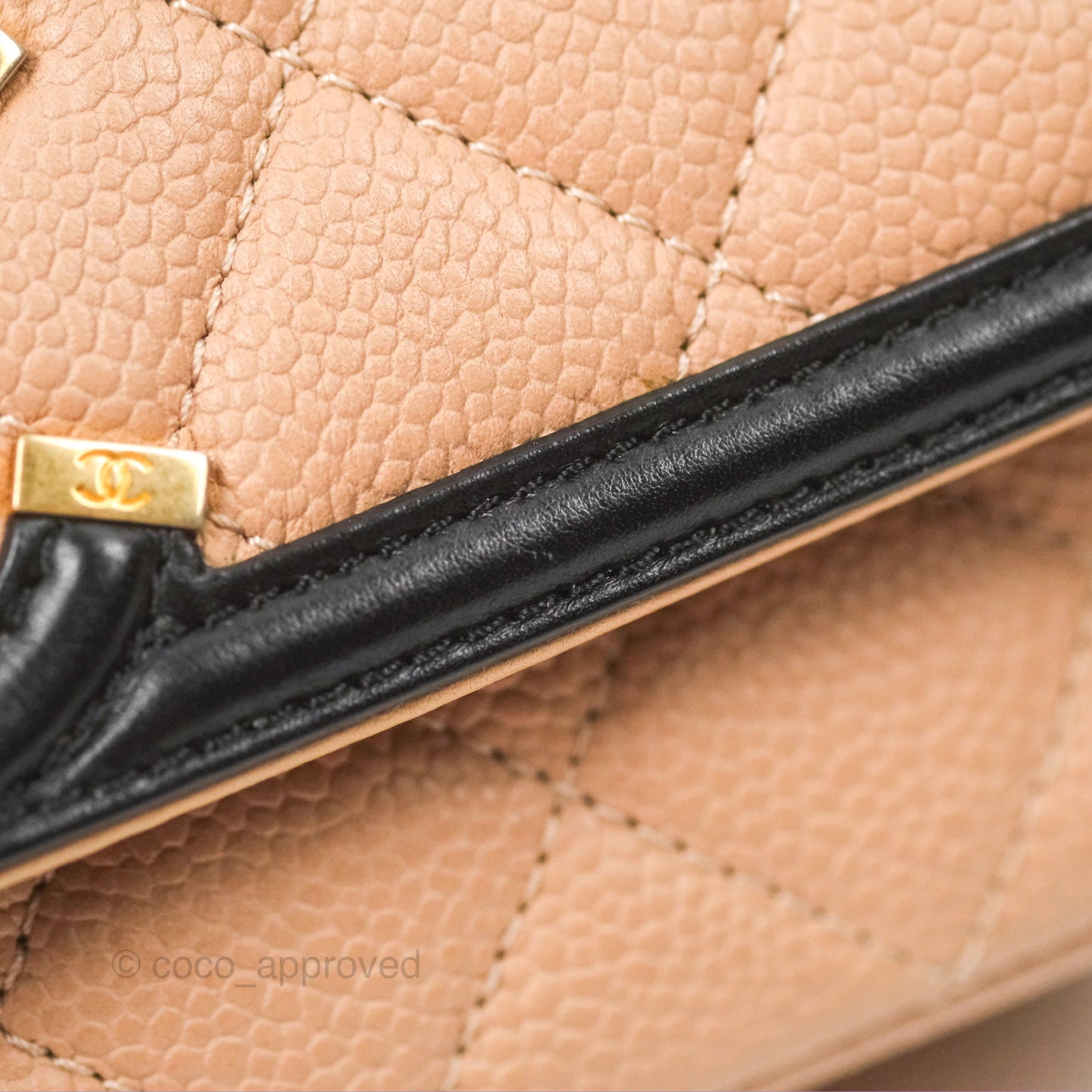 Chanel Quilted Small CC Filigree Flap Beige Black Caviar