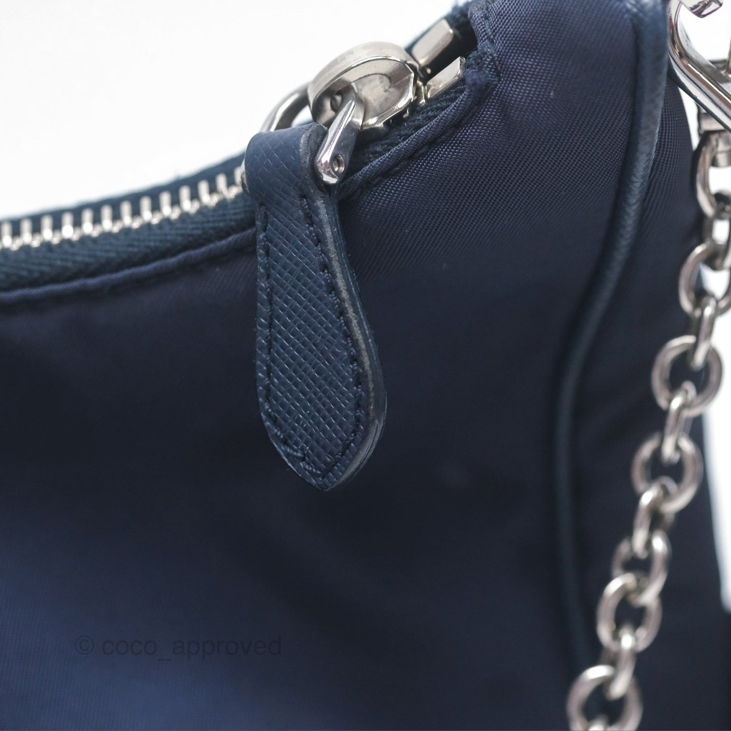 Prada Nylon Re-Edition 2005 Shoulder Bag Navy Blue Silver Hardware