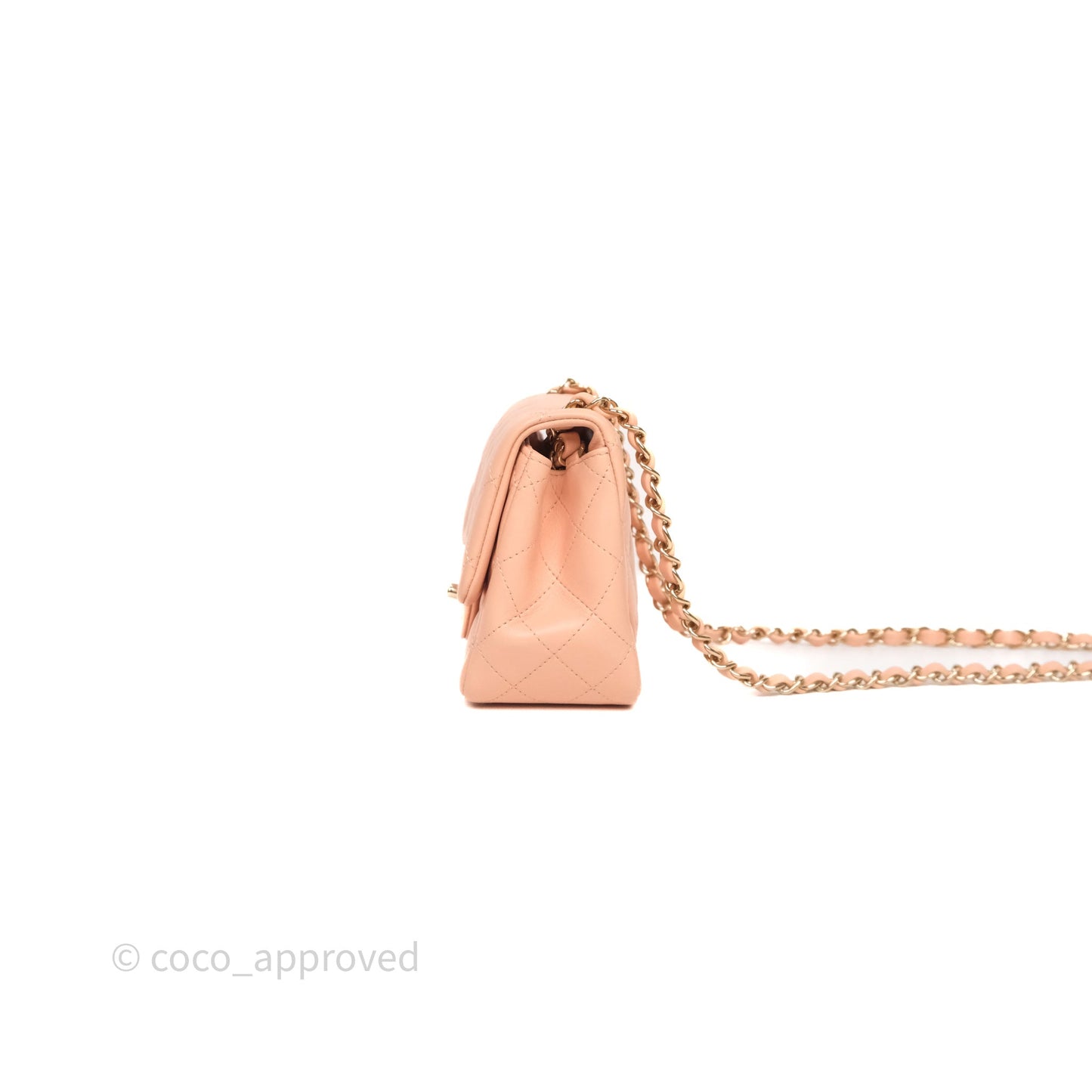 Chanel Mini Square Flap Quilted Orange Clair Lambskin Gold Hardware