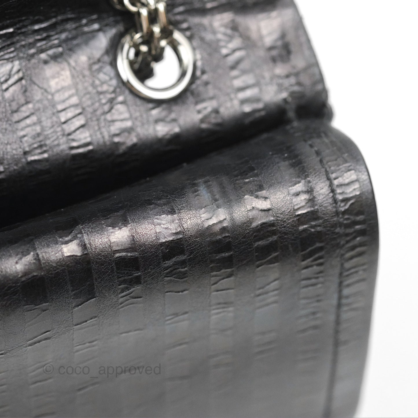 Chanel Reissue 227 Flap Quilted Calfskin Black Striped Dark Silver Hardware