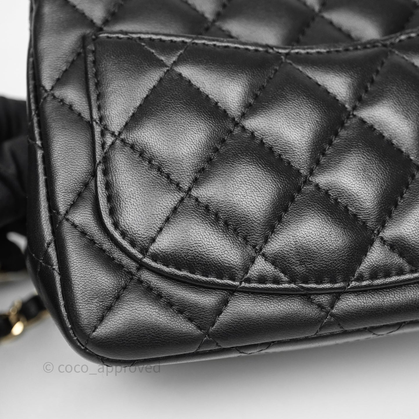 Chanel Mini Square Quilted Black Lambskin Gold Hardware