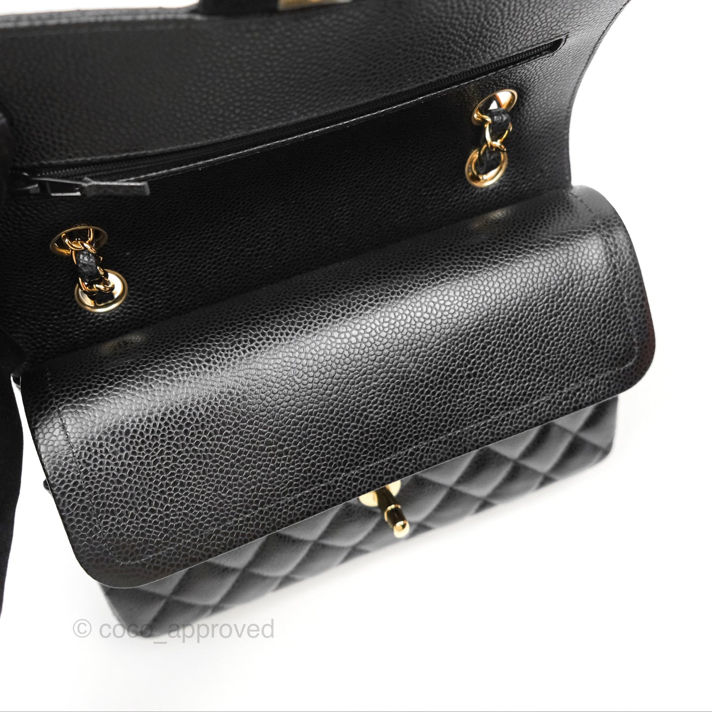 Chanel Small Classic Flap Quilted Black Caviar Gold Hardware
