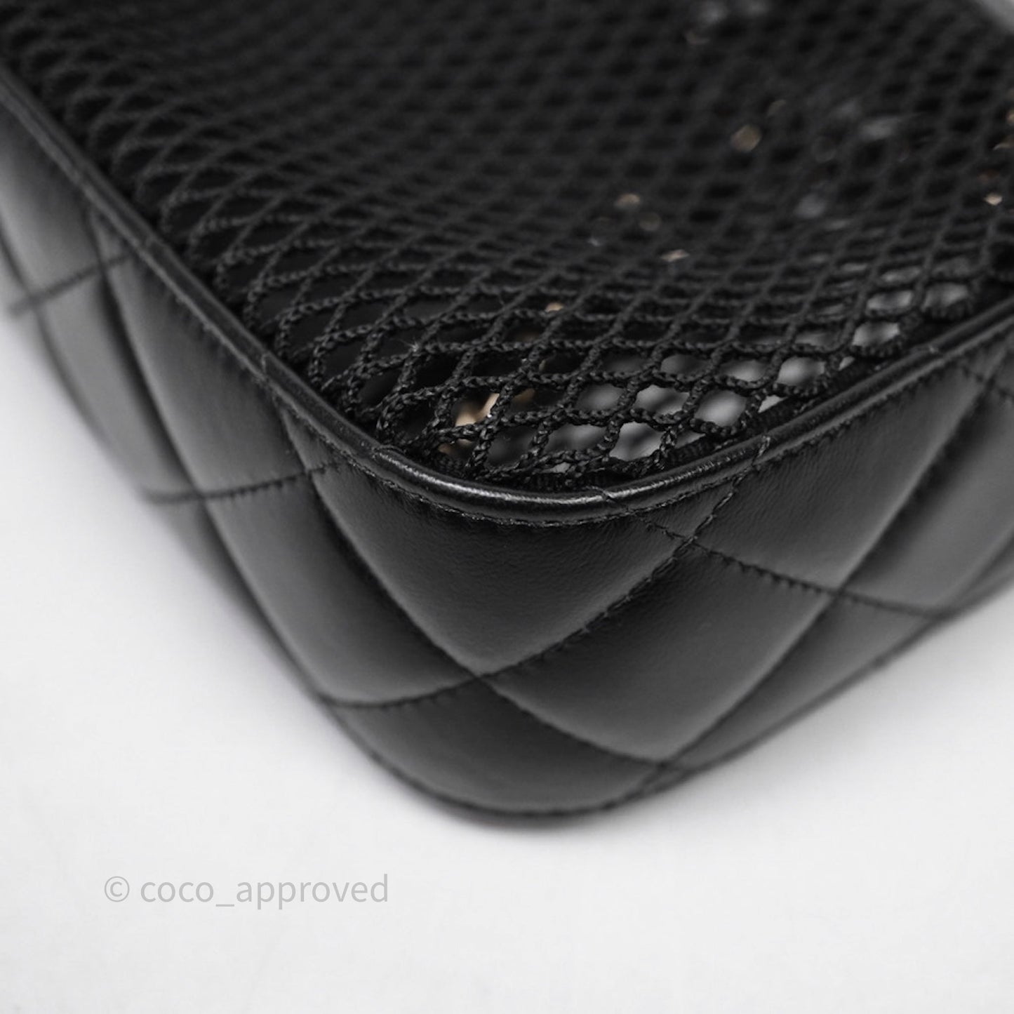 Chanel Mesh Clutch With Chain Black Shiny Lambskin Gold Hardware