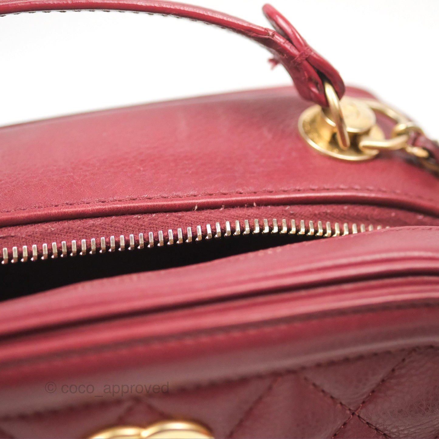 Chanel Quilted CC Small Vanity Case Dark Red Calfskin