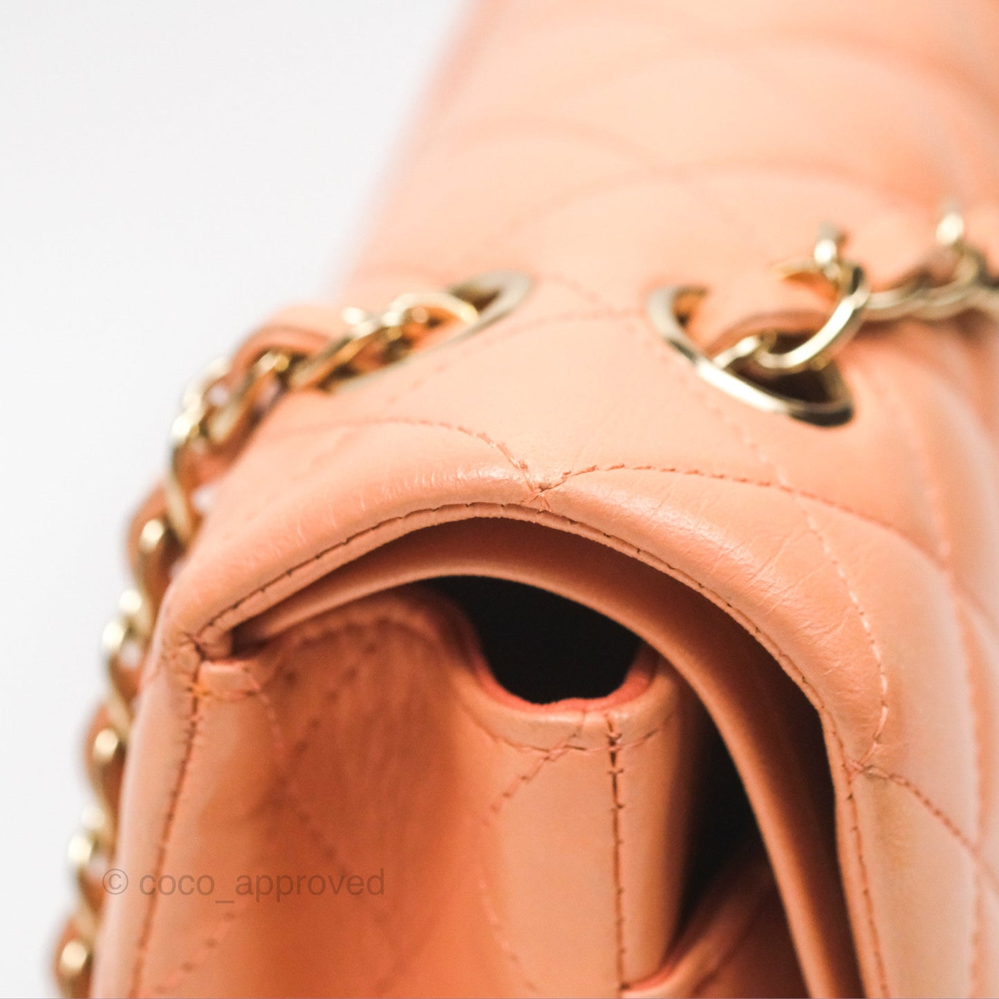 Chanel Classic M/L Medium Flap Quilted Peach Lambskin Gold Hardware