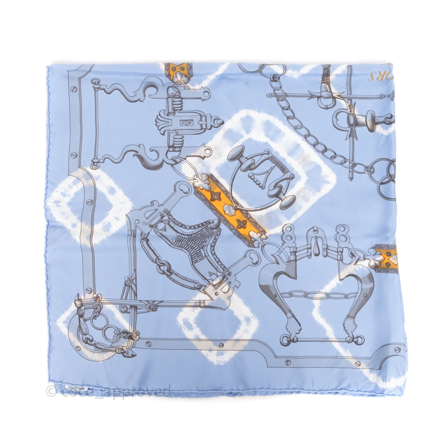 Hermès Mors et Gourmettes Scarf Light Blue