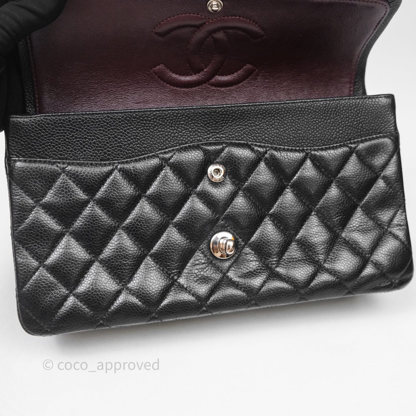 Chanel Classic M/L Medium Flap Quilted Black Caviar Silver Hardware