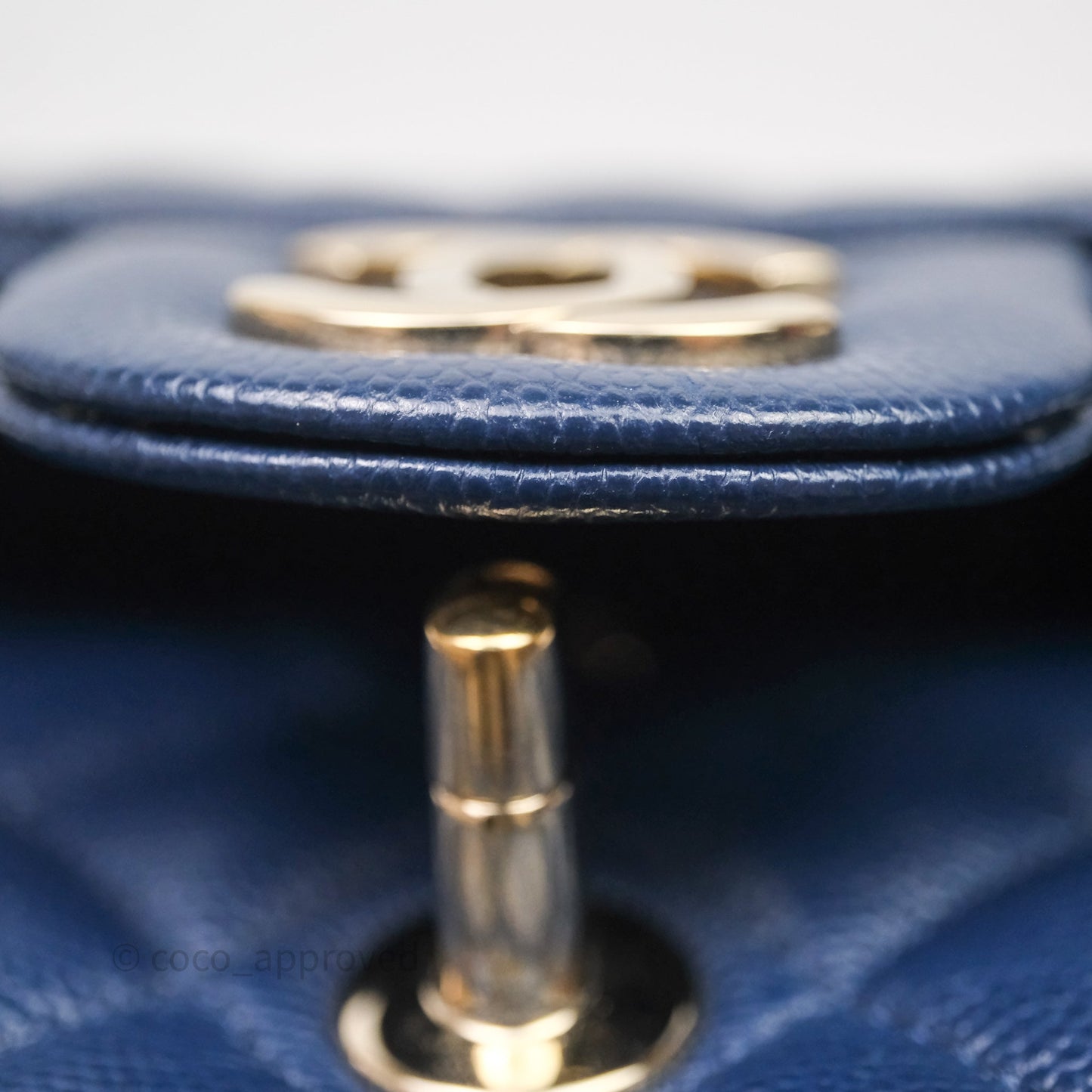 Chanel Medium Classic Flap Quilted Dark Blue Caviar Gold Hardware