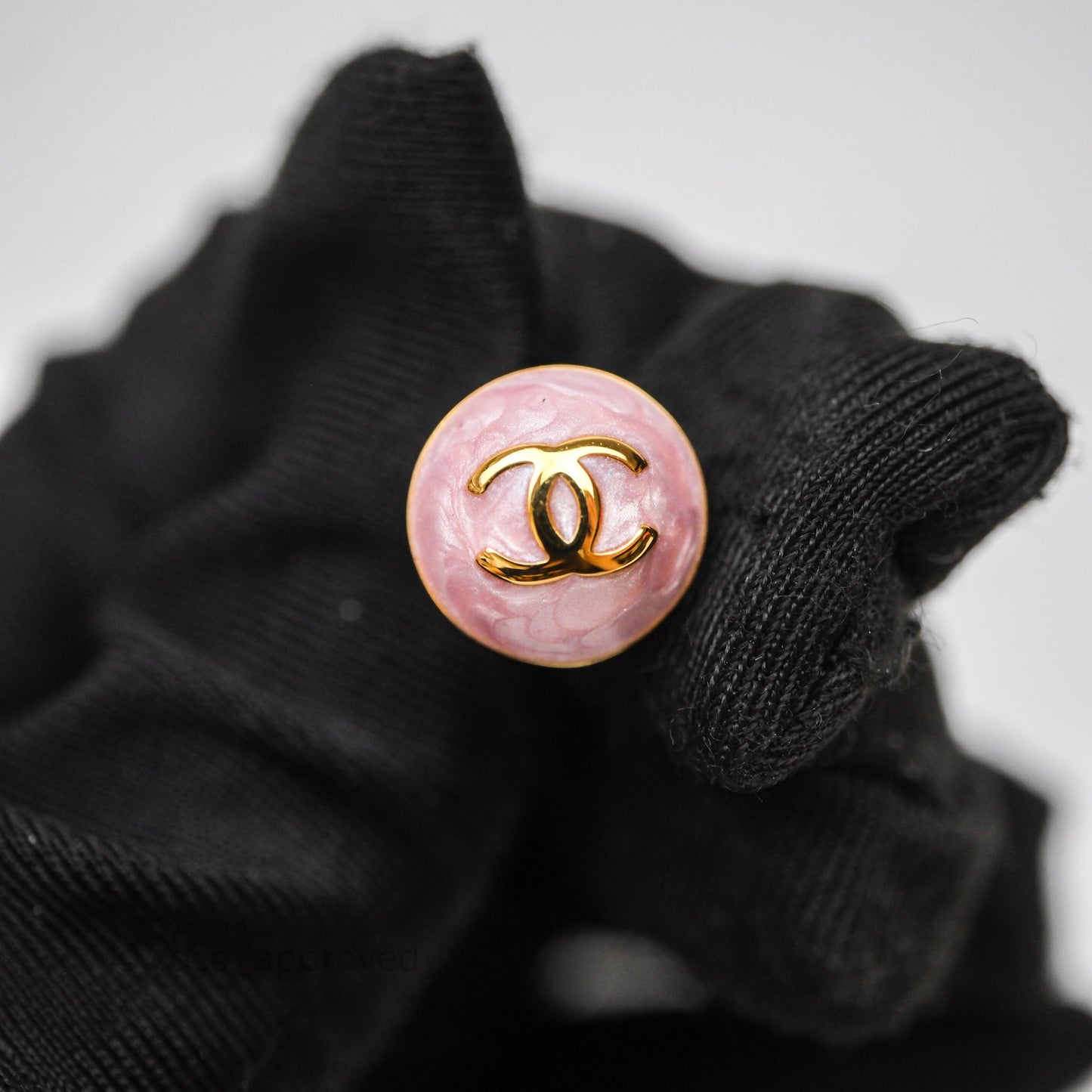 Chanel CC Pink Round Earrings Gold Tone 26C