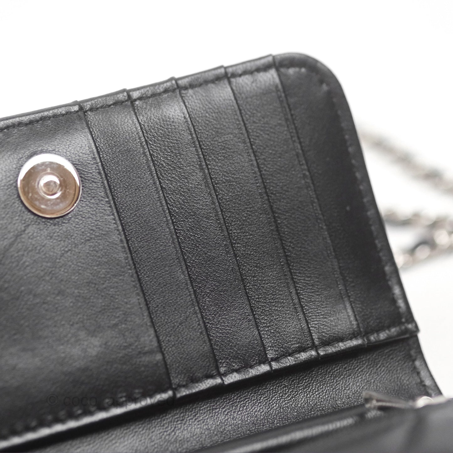 Chanel Quilted Mini Wallet on Chain WOC Black Lambskin Silver Hardware