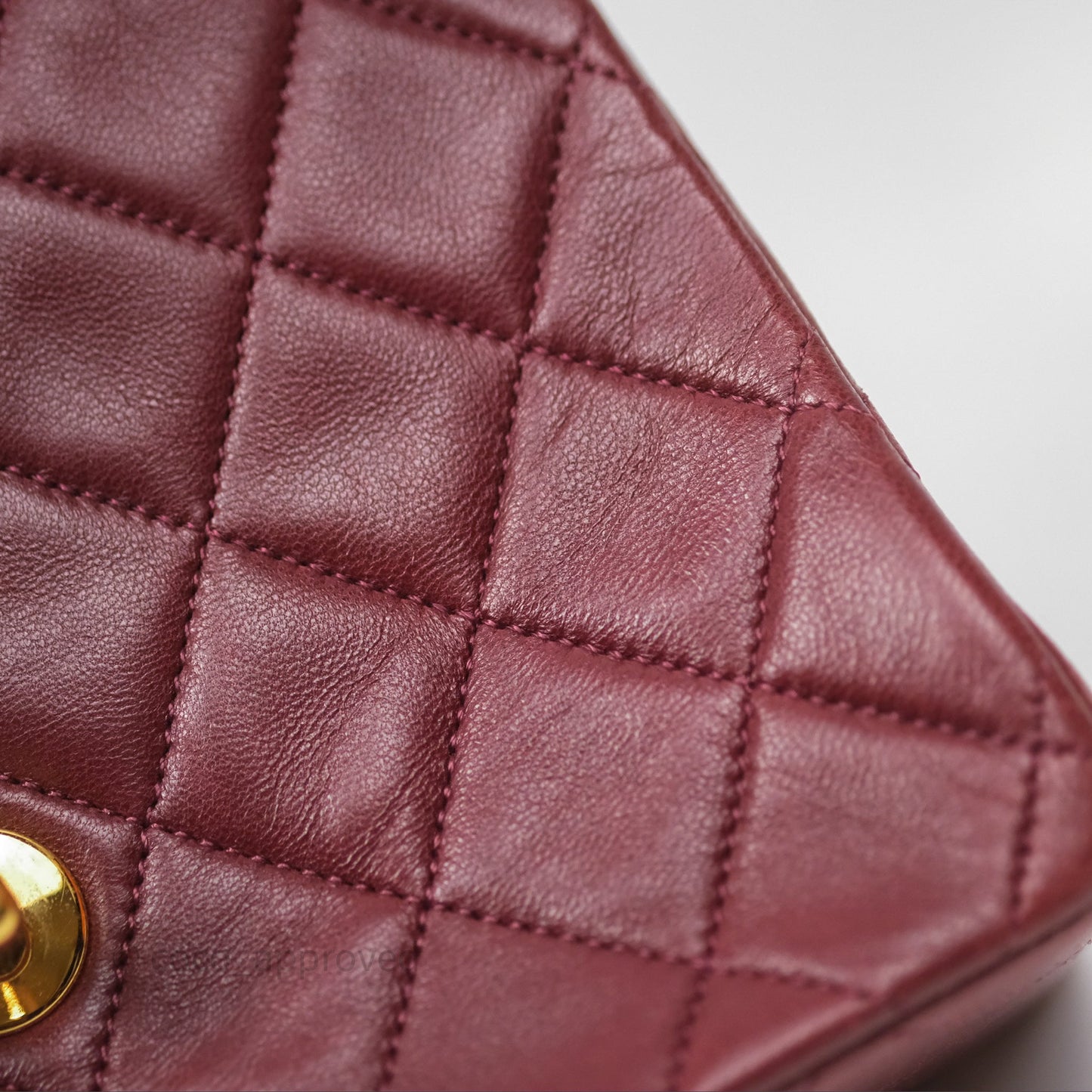 Chanel Vintage Mini Square Burgundy Lambskin 24K Gold Hardware