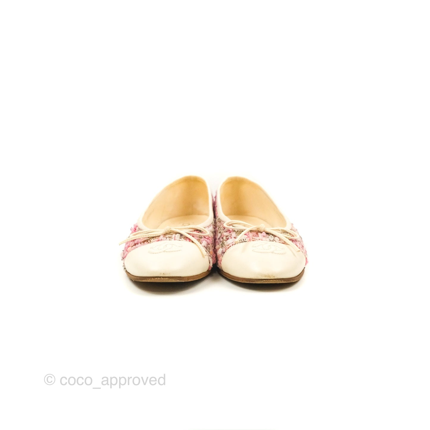 Chanel Ballerina Flats Pink/Ivory Tweed Size 38