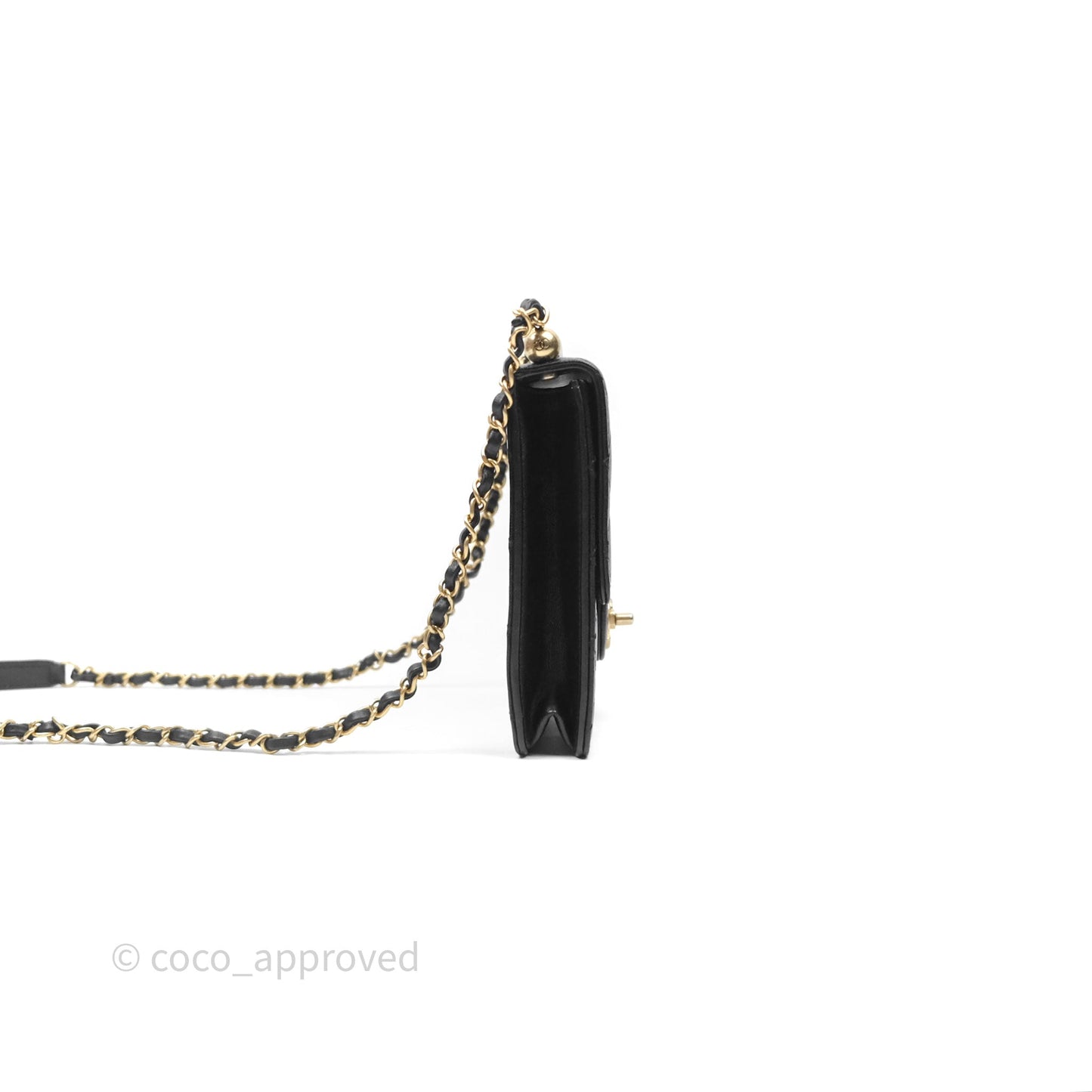 Chanel Quilted Chic Logo Pearls Flap Black Goatskin Aged Gold Hardware