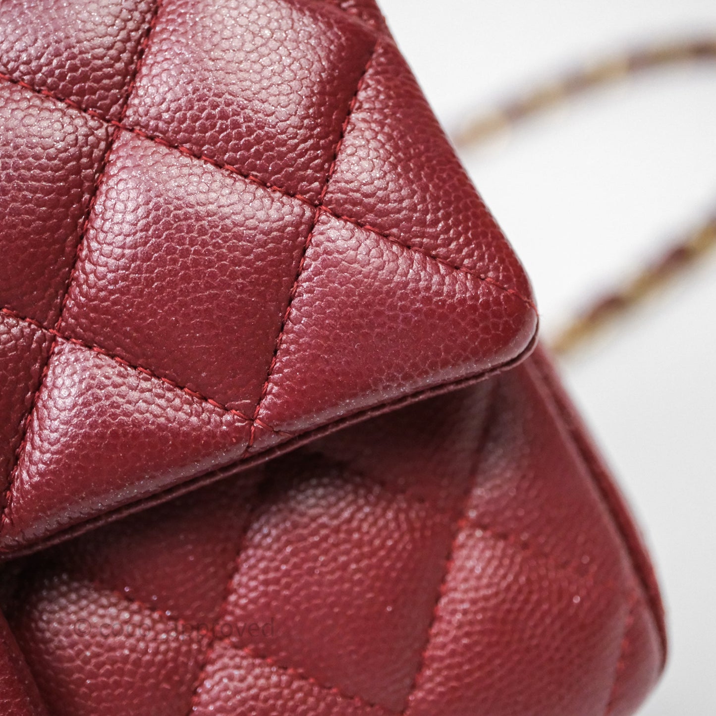 Chanel Classic Quilted Mini Rectangular Flap Burgundy Caviar Aged Gold Hardware