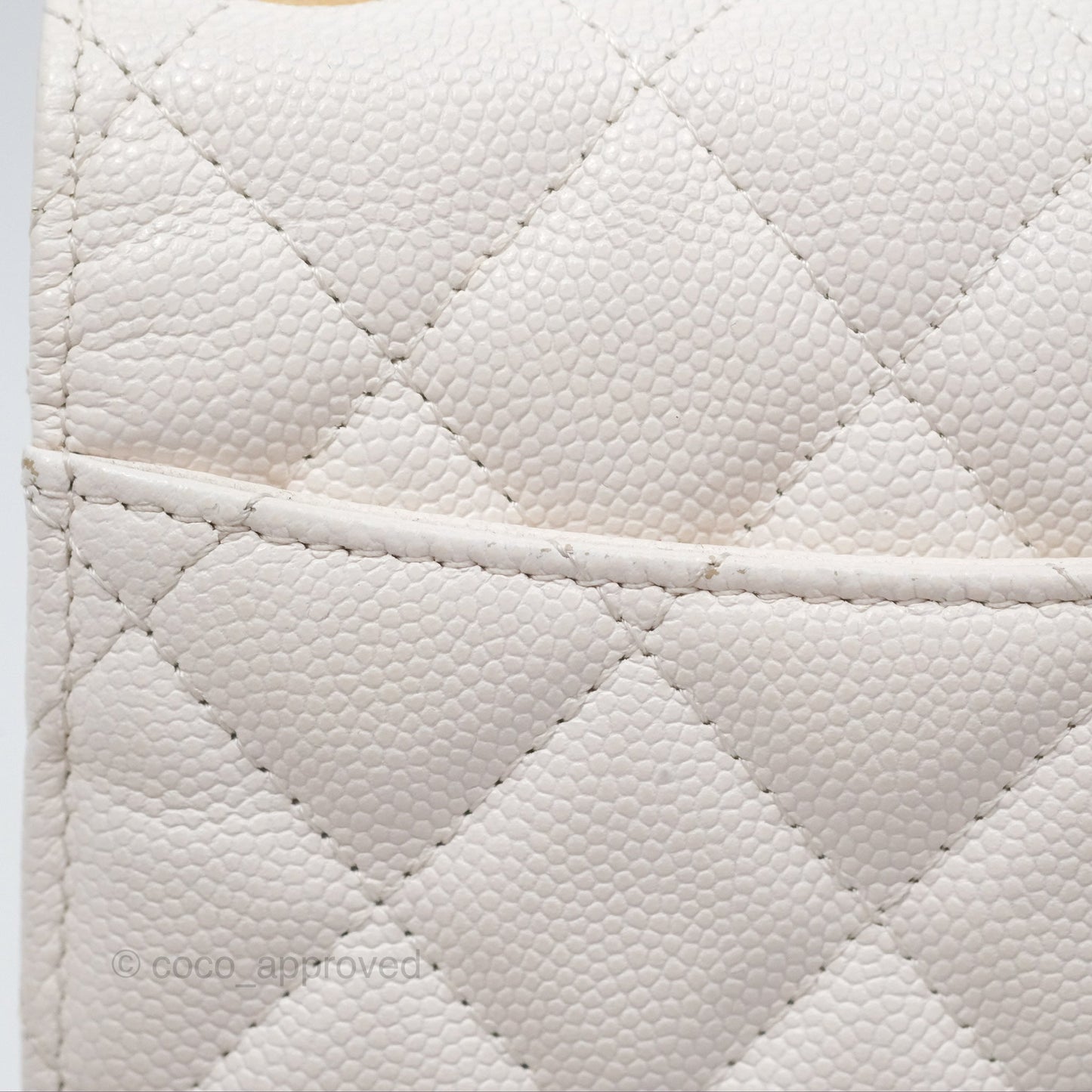 Chanel Classic Quilted Phone Holder White Caviar Gold Hardware