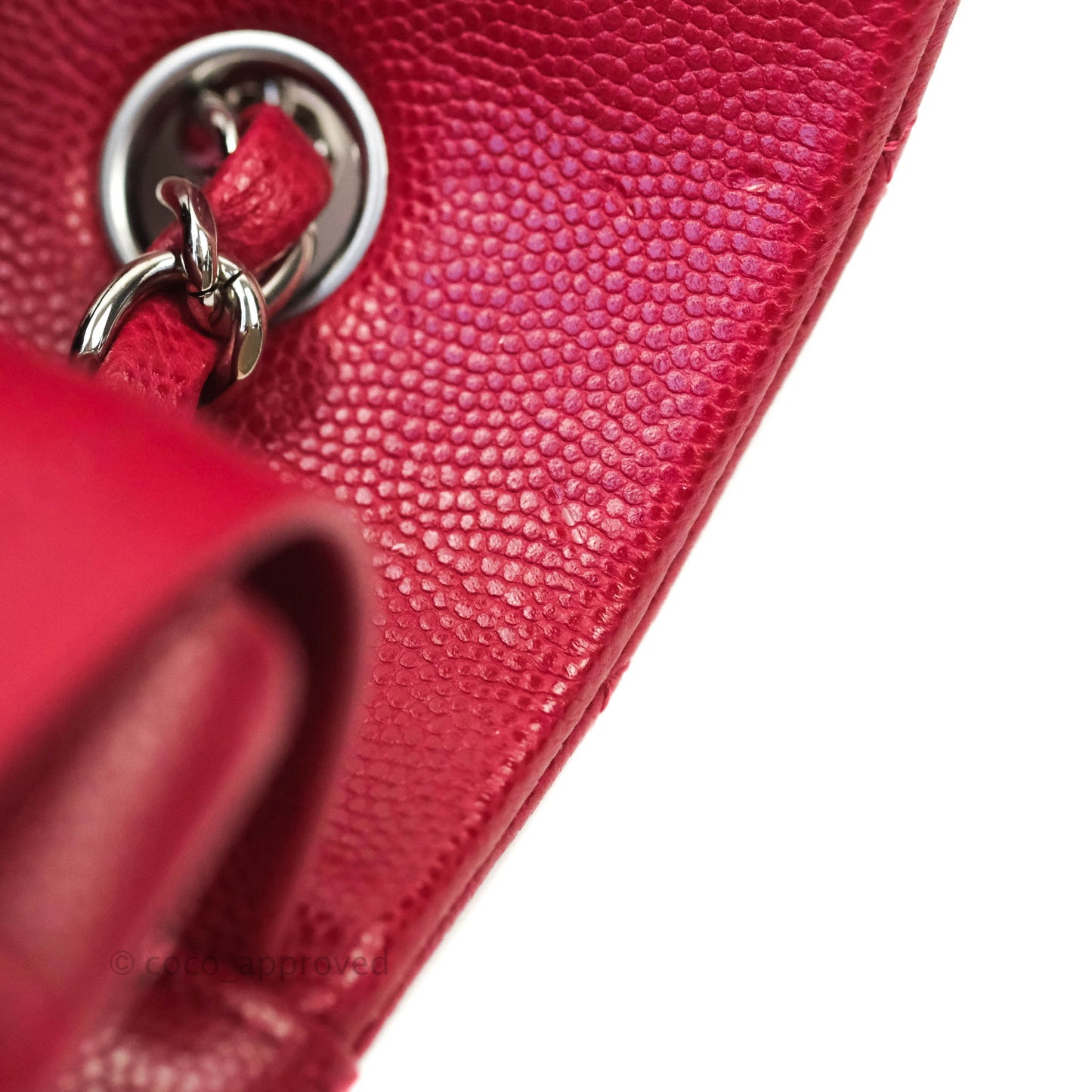 Chanel Classic M/L Medium Double Flap Red Caviar Silver Hardware 18B