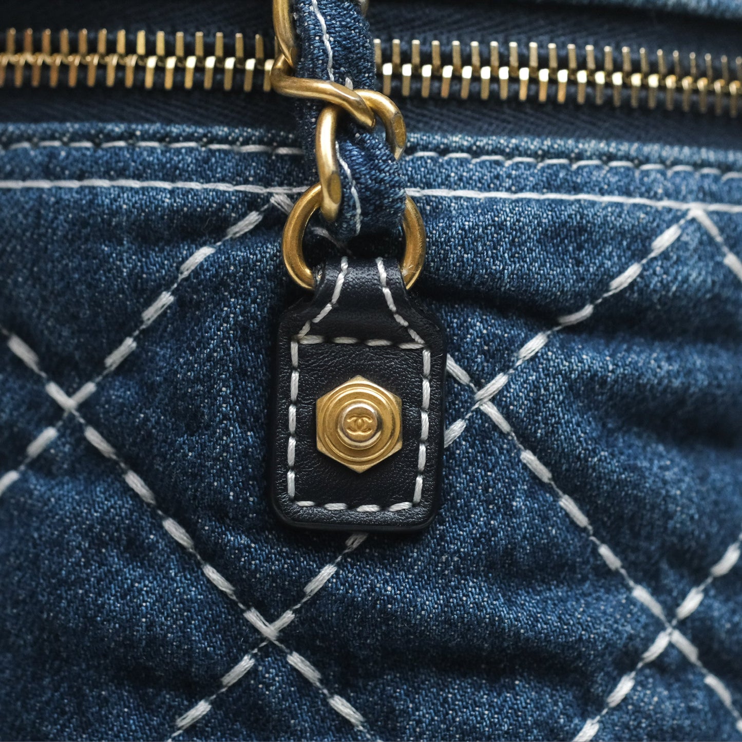 Chanel Quilted Trip Vanity Denim Aged Gold Hardware 20C