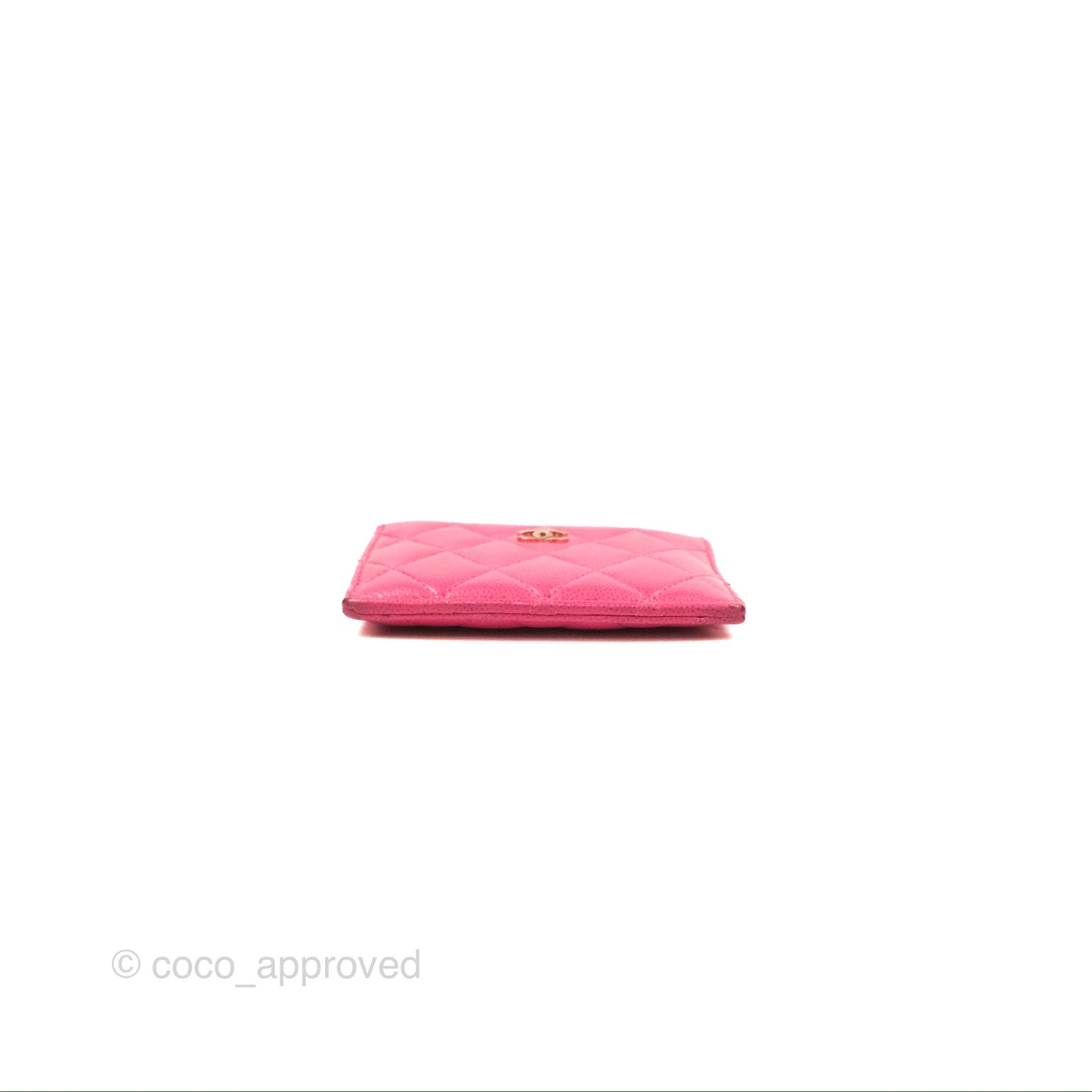 Chanel Quilted CC Zipped Card Holder Dark Pink Caviar Gold Hardware