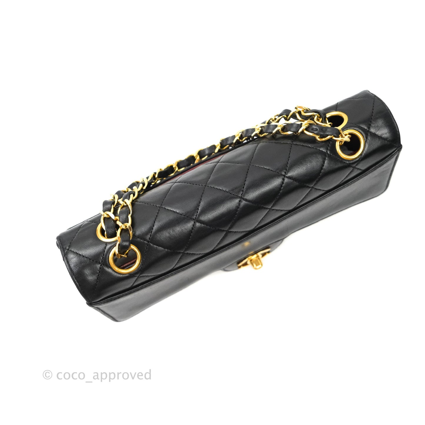 Chanel Vintage Flap Bag with Purse Pouch Black Lambskin 24K Gold Hardware