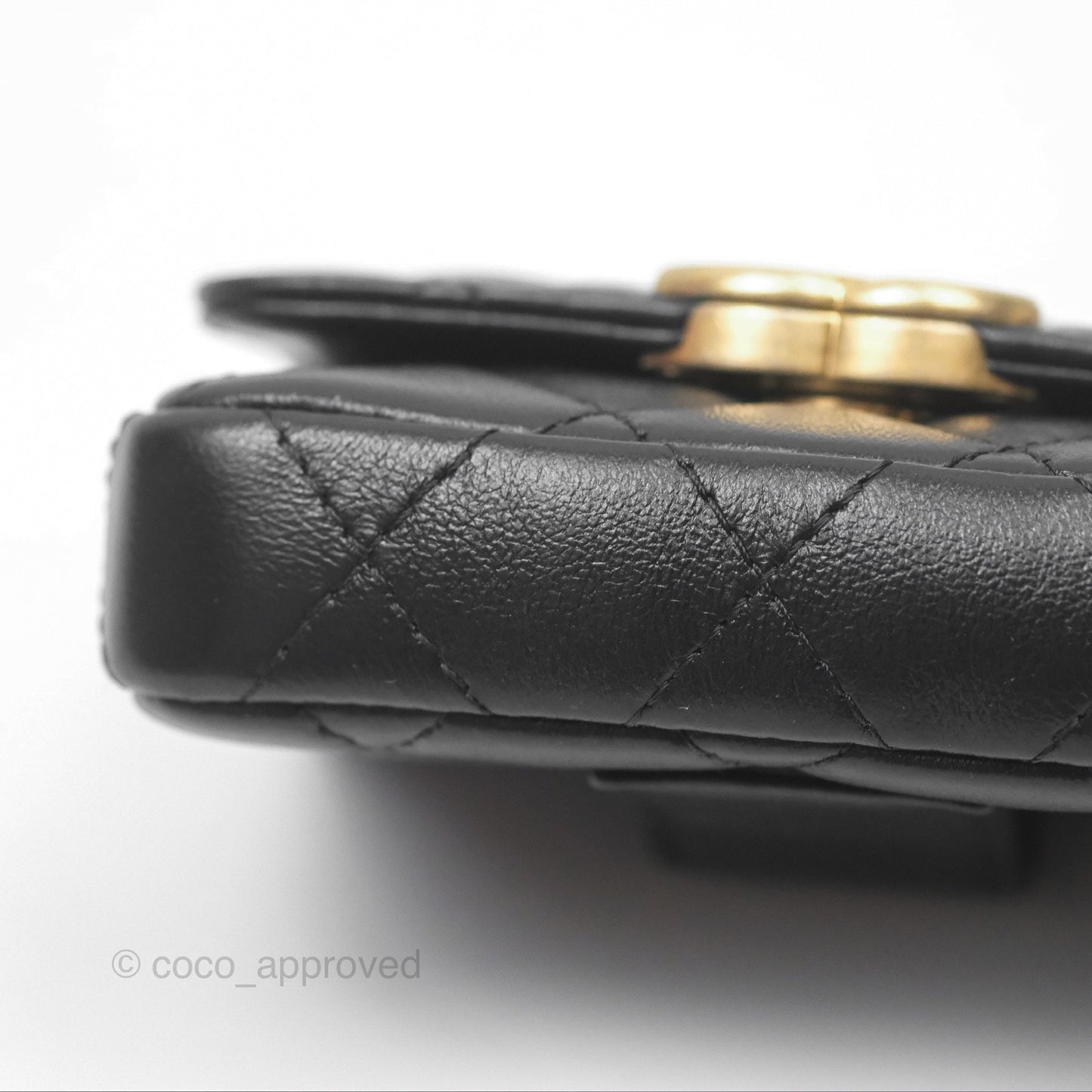 Chanel Mini Card Holder Belt Bag Black Lambskin Aged Gold Hardware
