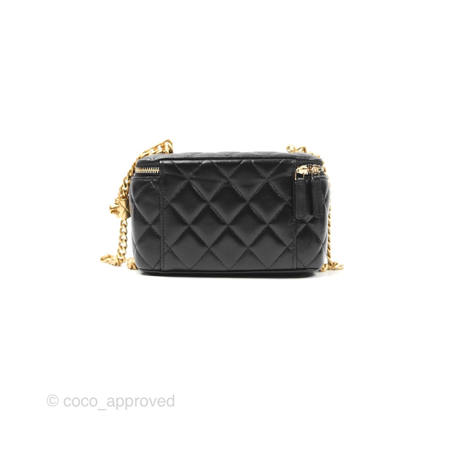 Chanel Vanity with Adjustable Chain Black Lambskin Aged Gold Hardware