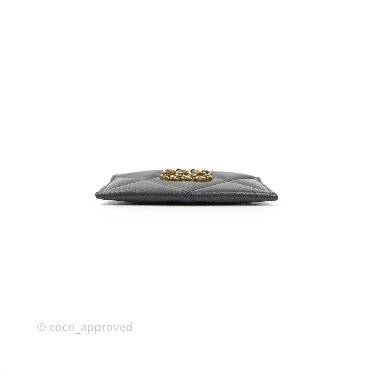 Chanel 19 Quilted Dark Grey Flat Card Holder