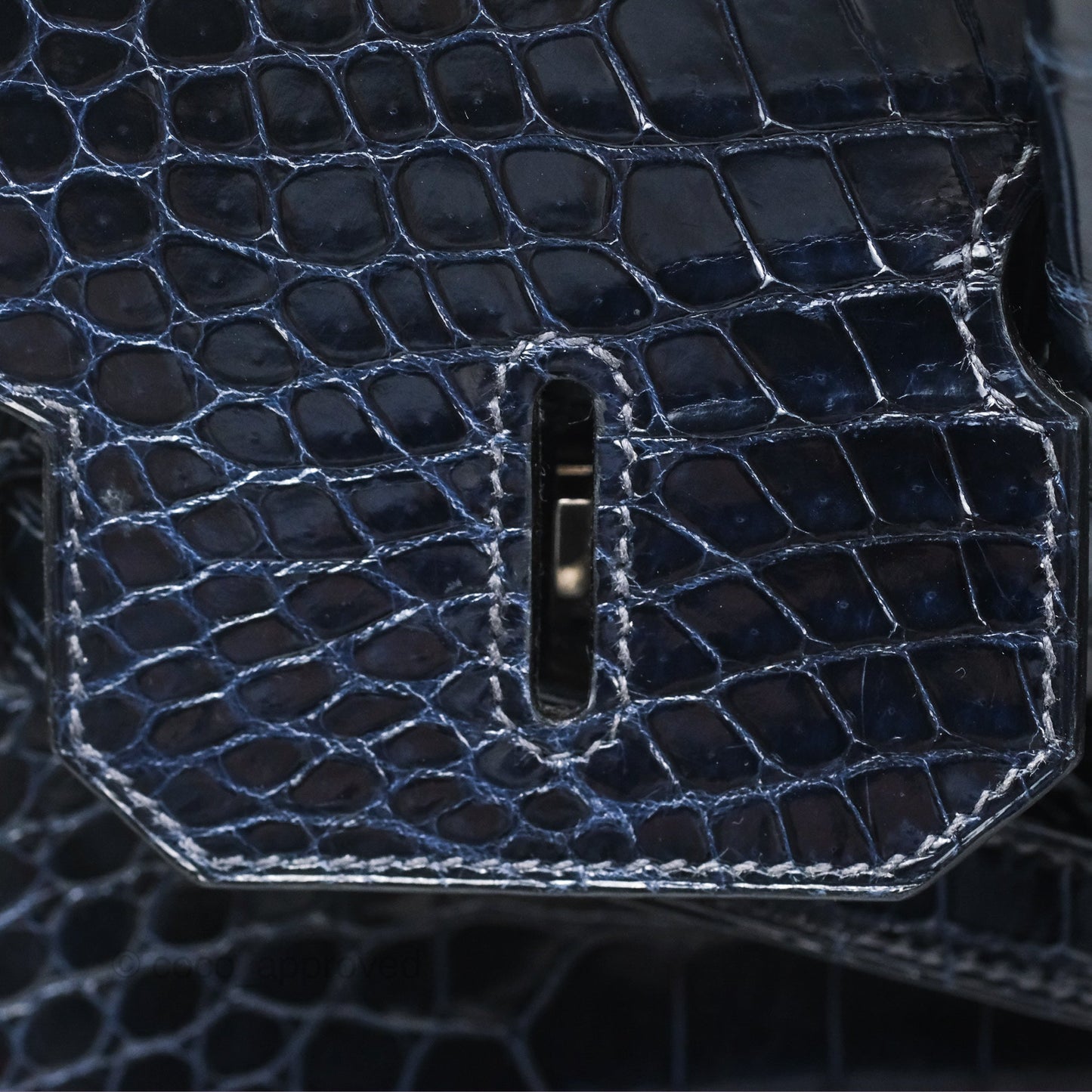 Hermès Birkin 35 Porosus Marine 78 Palladium Hardware