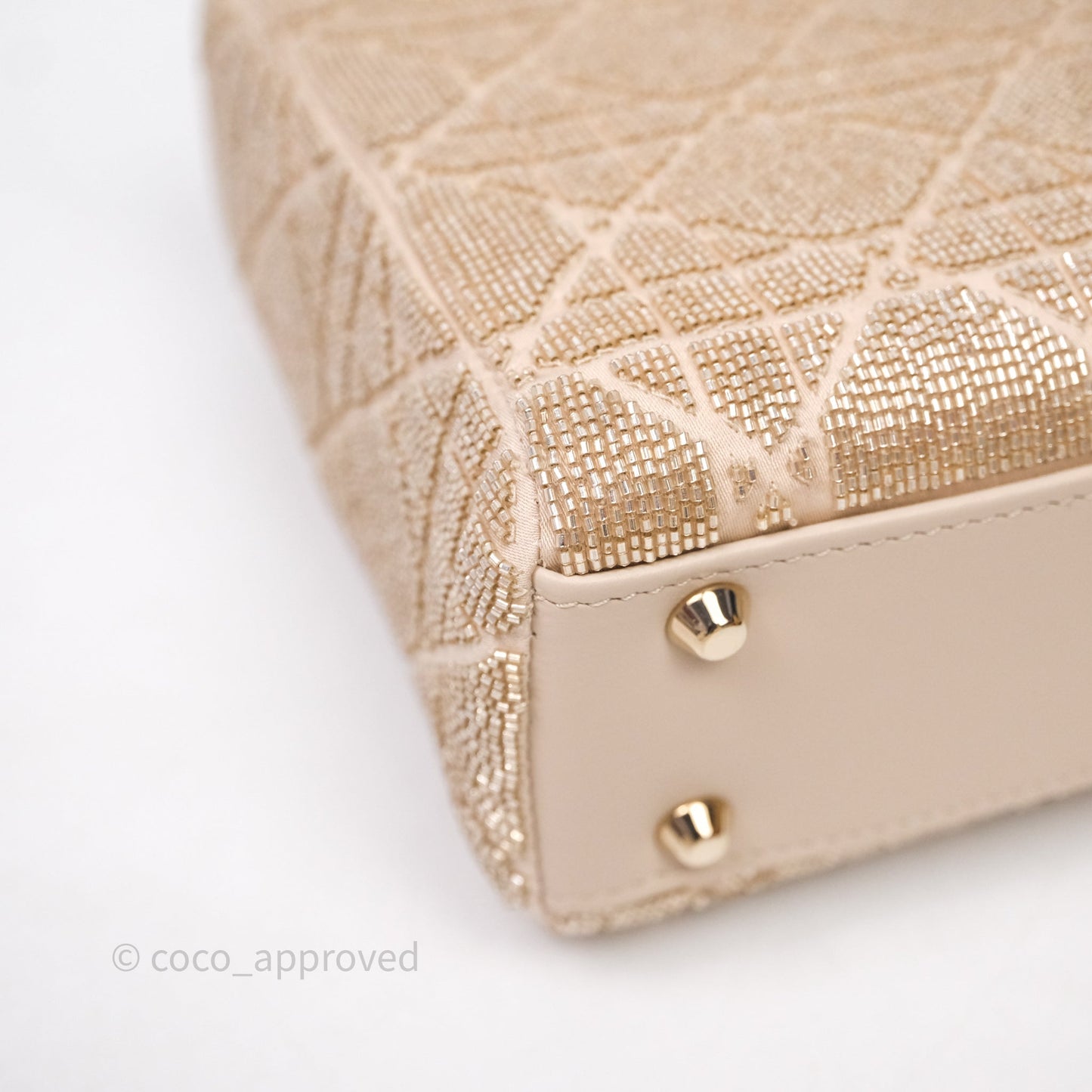 Christian Dior Mini Dior Caramel Beige Microbead-Embroidered Cotton with Cannage Motif