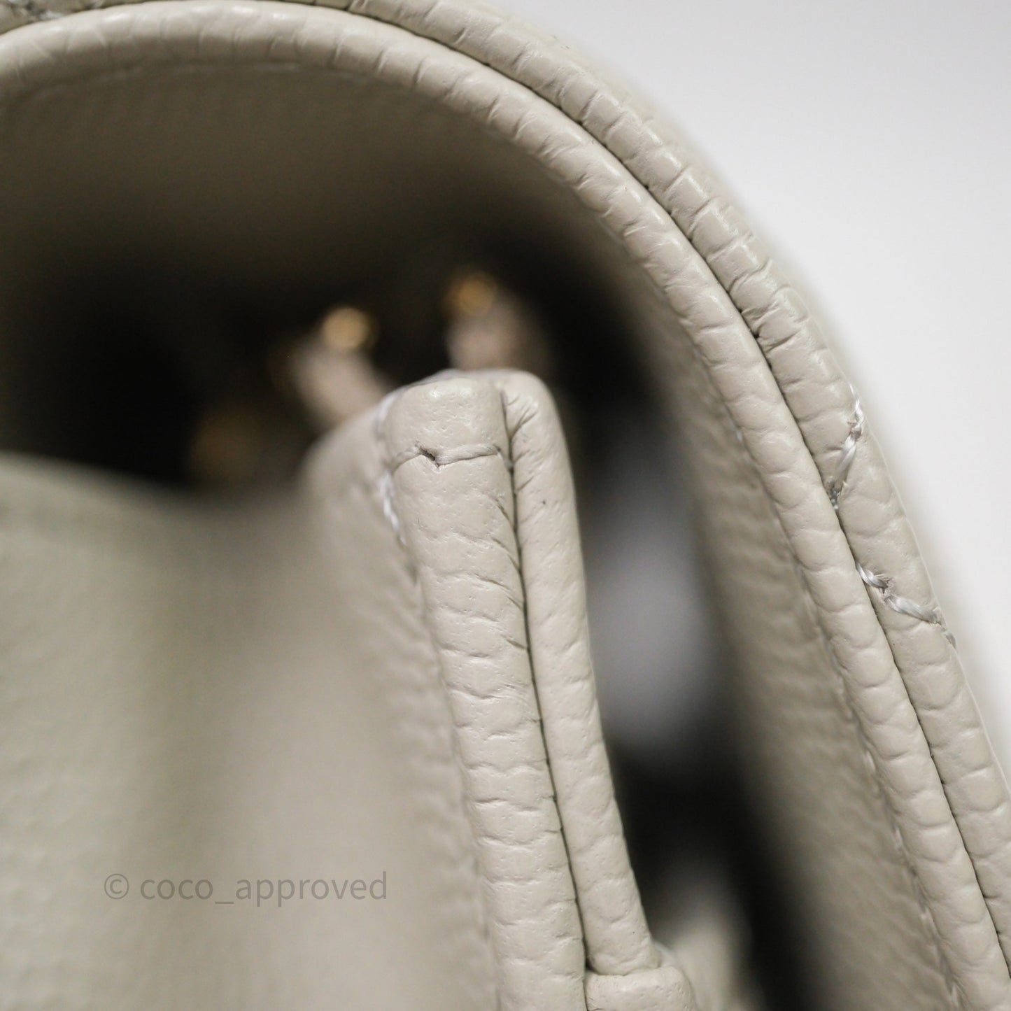 Chanel Quilted Wallet on Chain WOC Light Grey Caviar Gold Hardware 24S