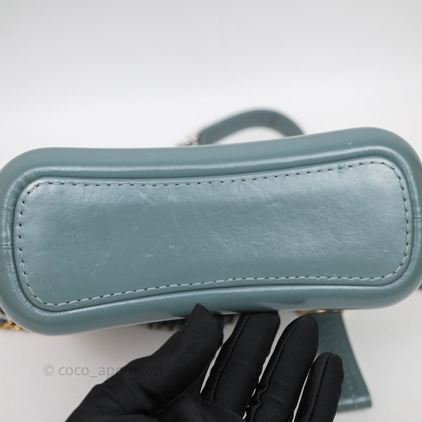 Chanel Small Gabrielle Hobo Quilted Grey Green Aged Calfskin