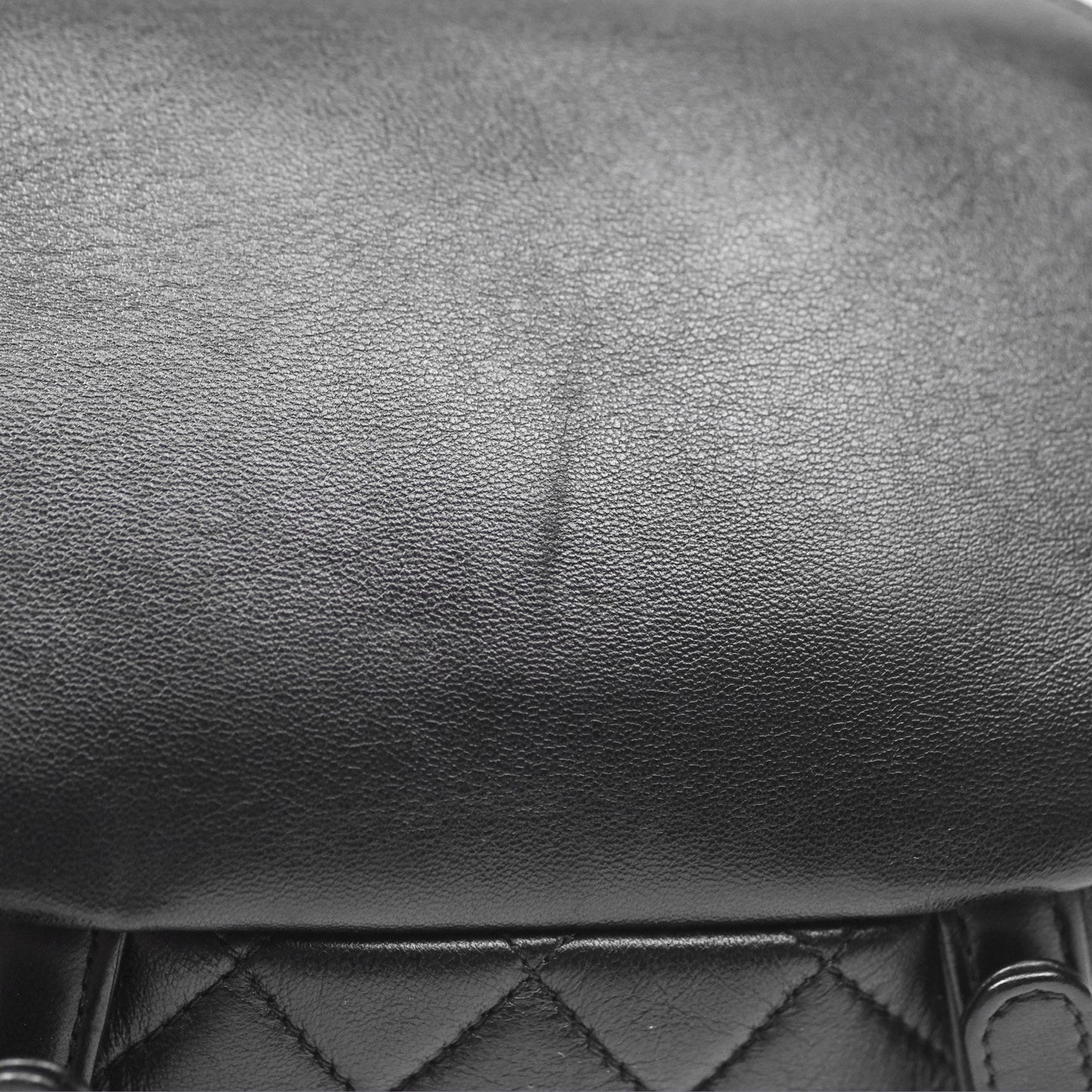 Chanel Quilted Small Duma Drawstring Backpack Black Lambskin