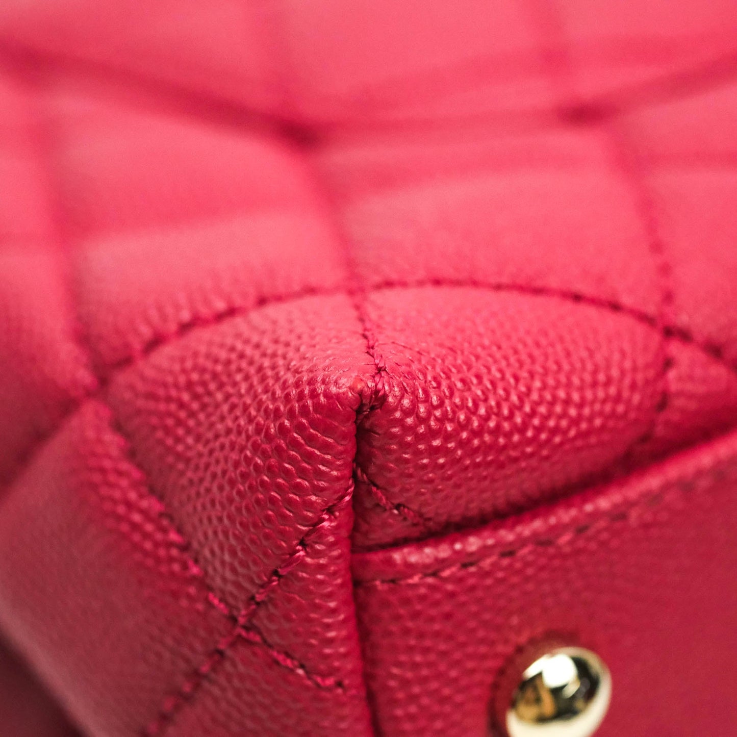 Chanel Small Coco Handle Quilted Caviar Rosy Red Gold Hardware